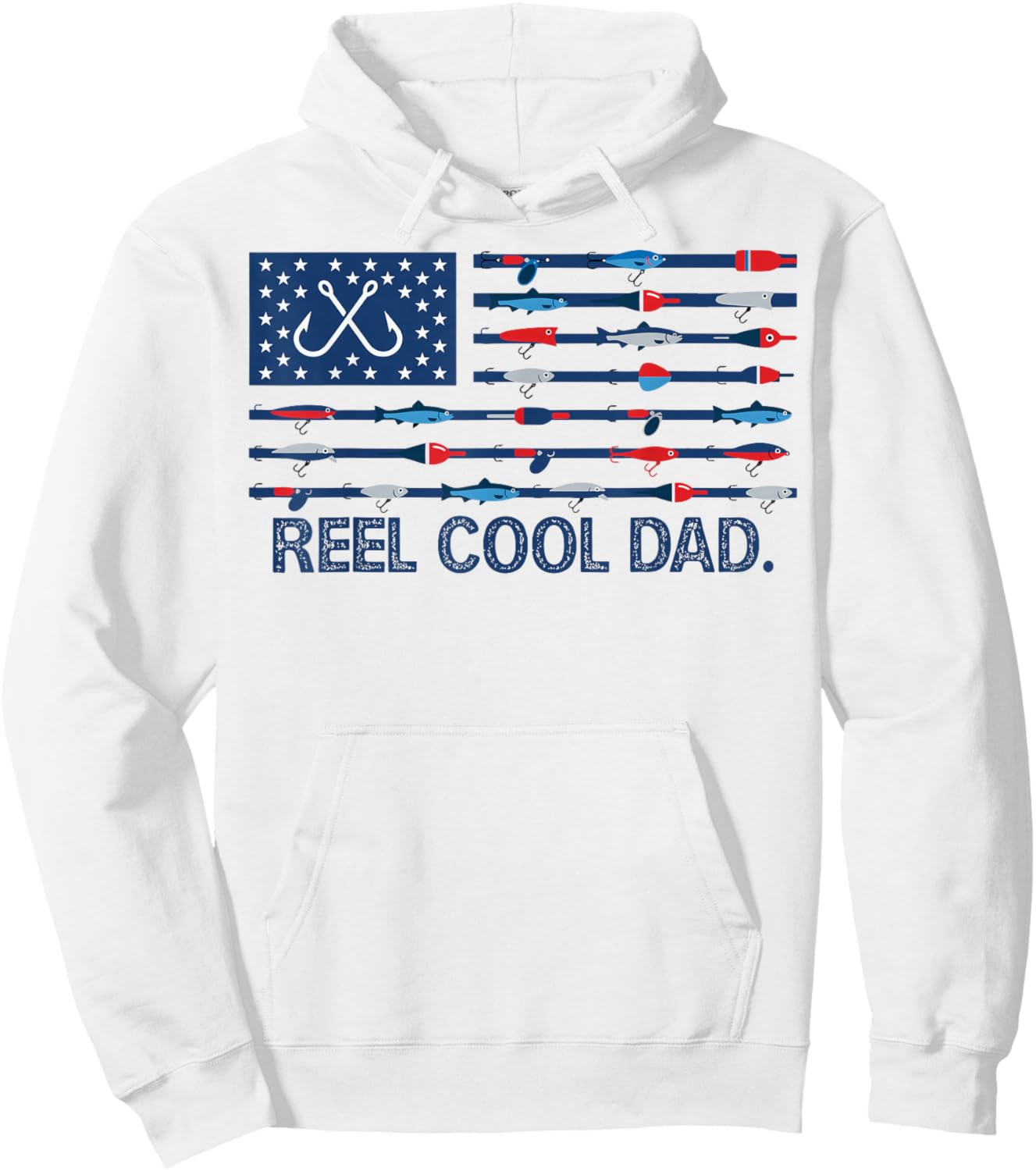 Reel Cool Dad Camo American Flag Fishing Father’s Day Hoodie - Hoodie | White