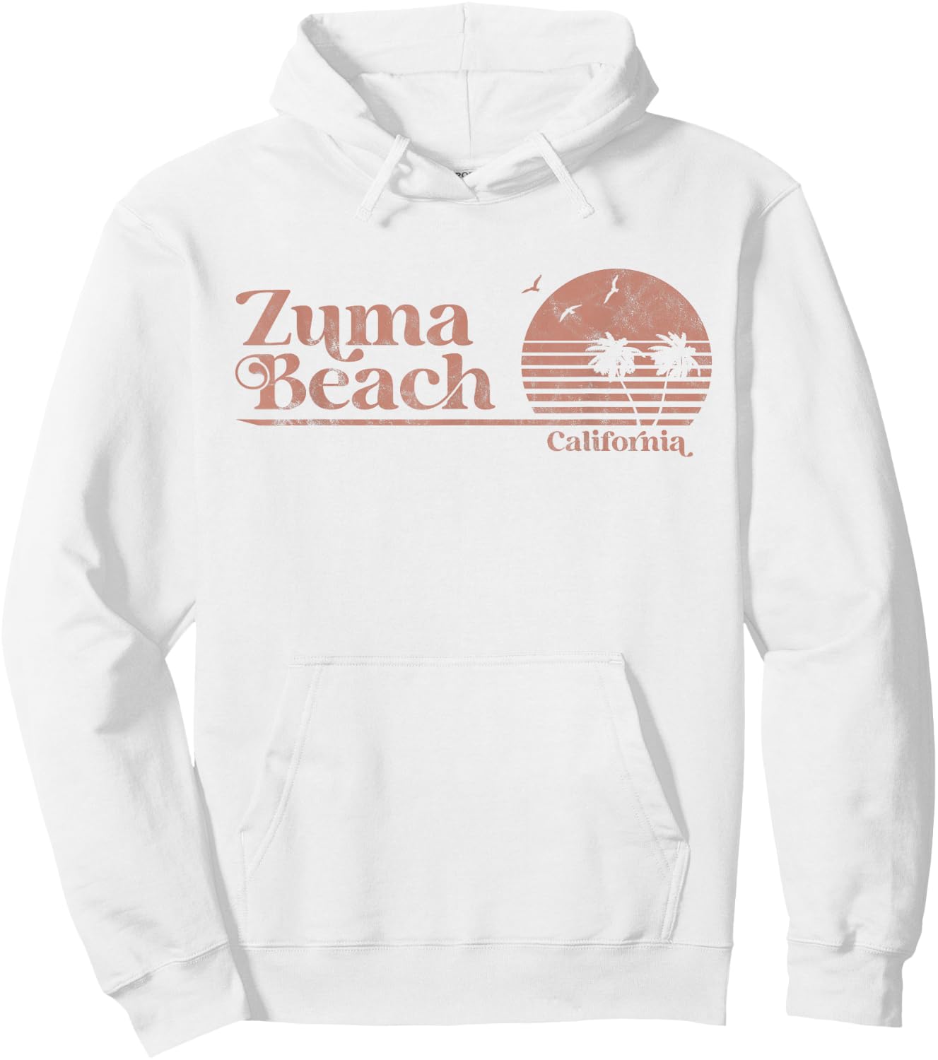 Vintage Zuma Beach California Palm Trees CA Retro Hoodie - Hoodie | White