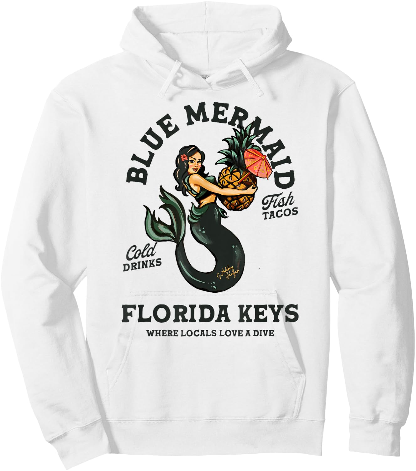 Florida Keys Tiki Bar Mermaid Shirt Pin Up Beach Mermaids Hoodie - Hoodie | White