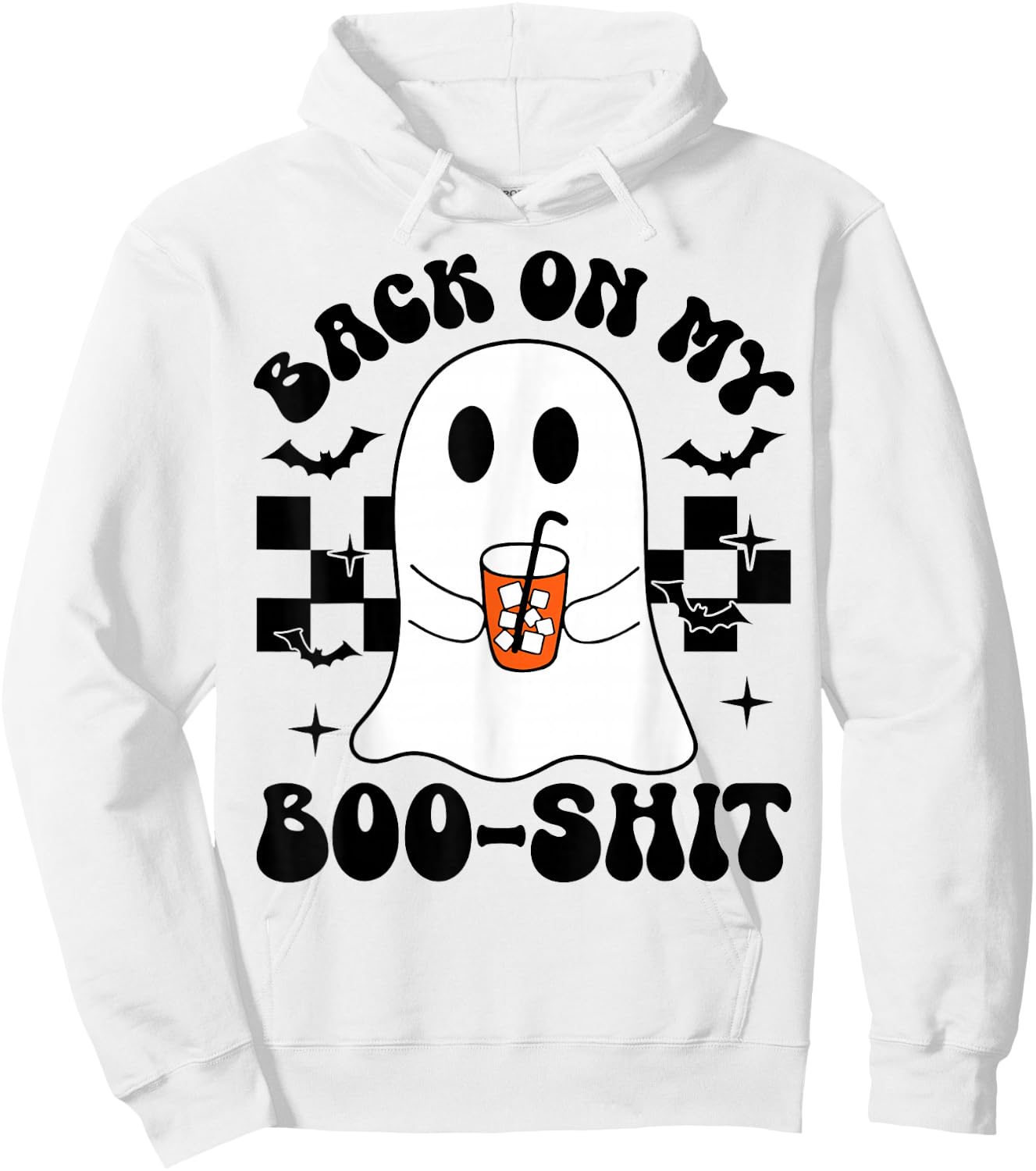 Funny Back On My Boo-Shit Cute Ghost Halloween Spooky Season Hoodie - Hoodie | White