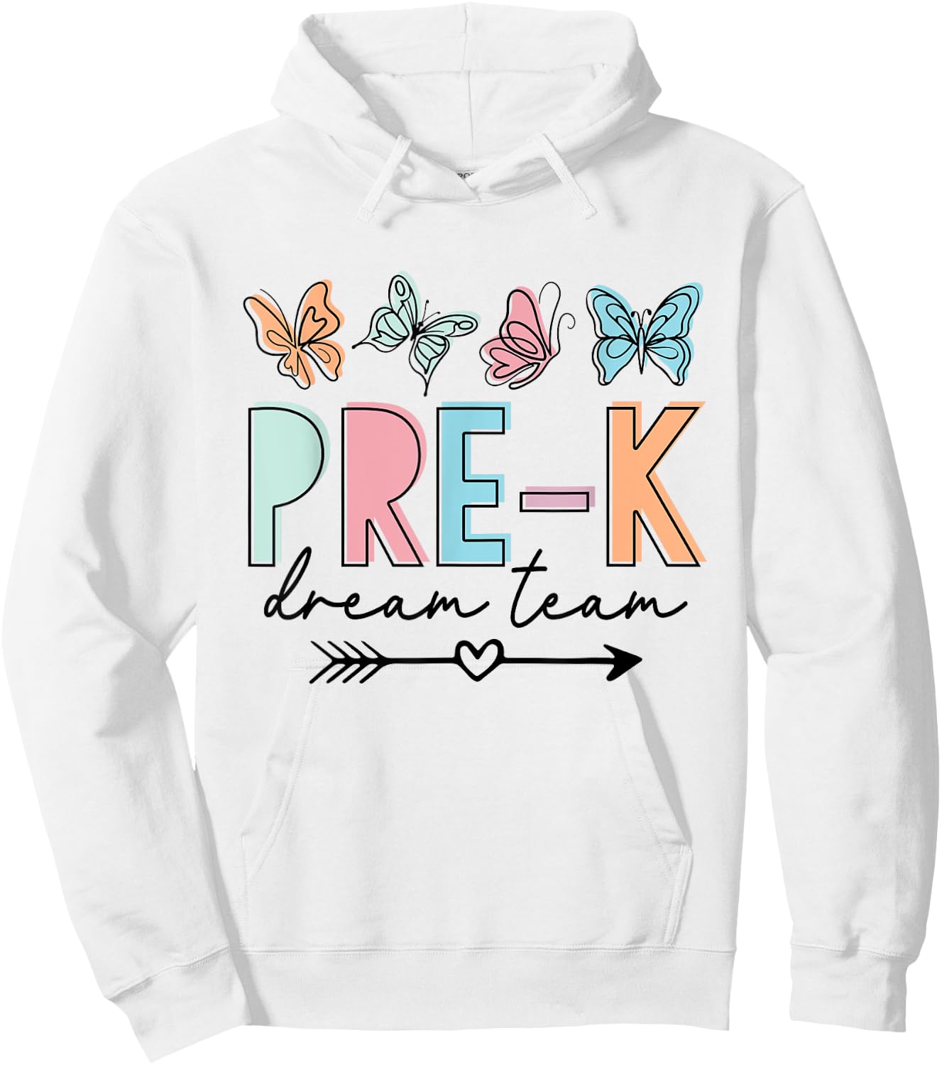 Pre-K Dream Team Butterfly Retro Back To School Hoodie - Hoodie | White