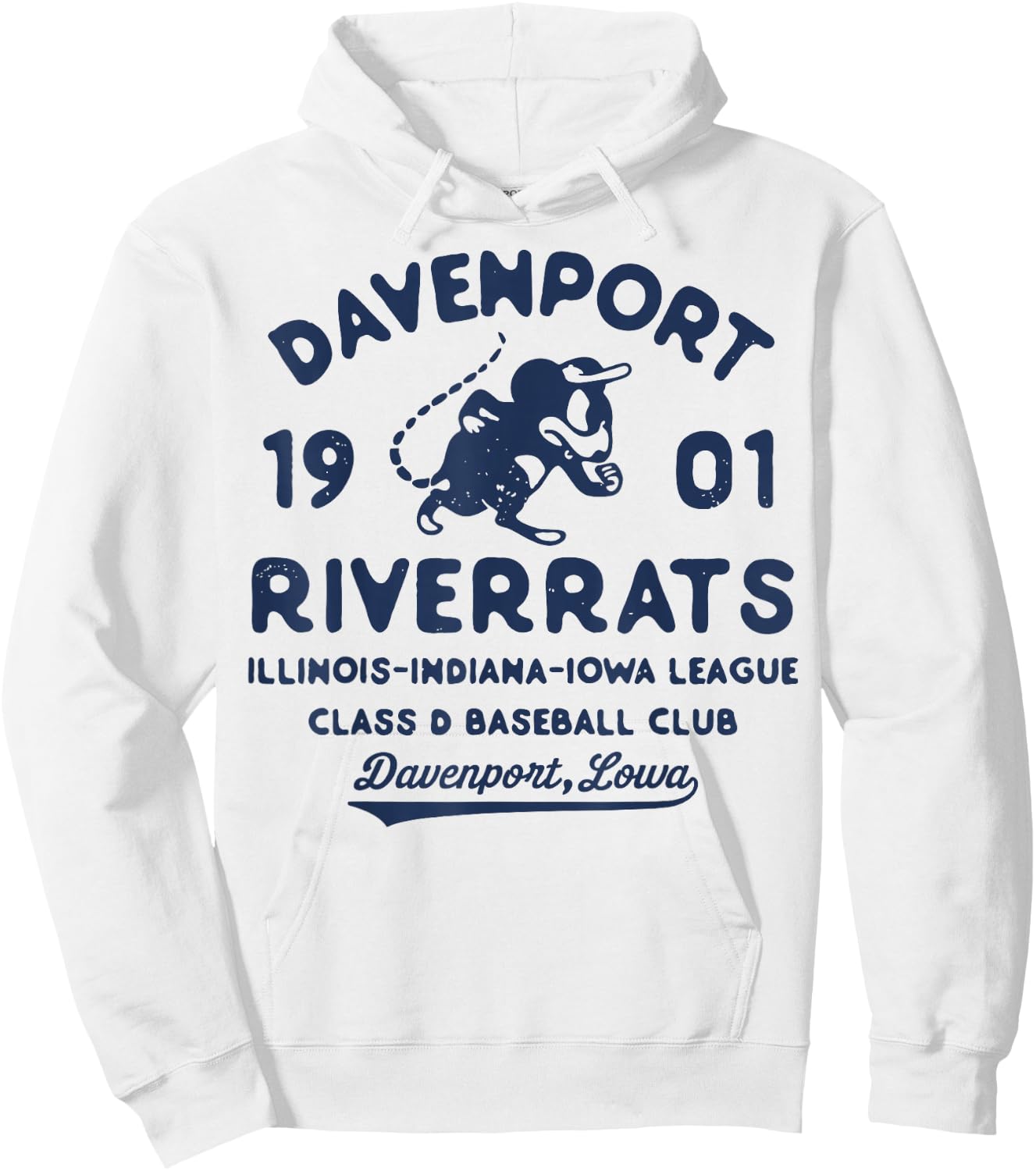Davenport River Rats Iowa Vintage Defunct Baseball Hoodie - Hoodie | White