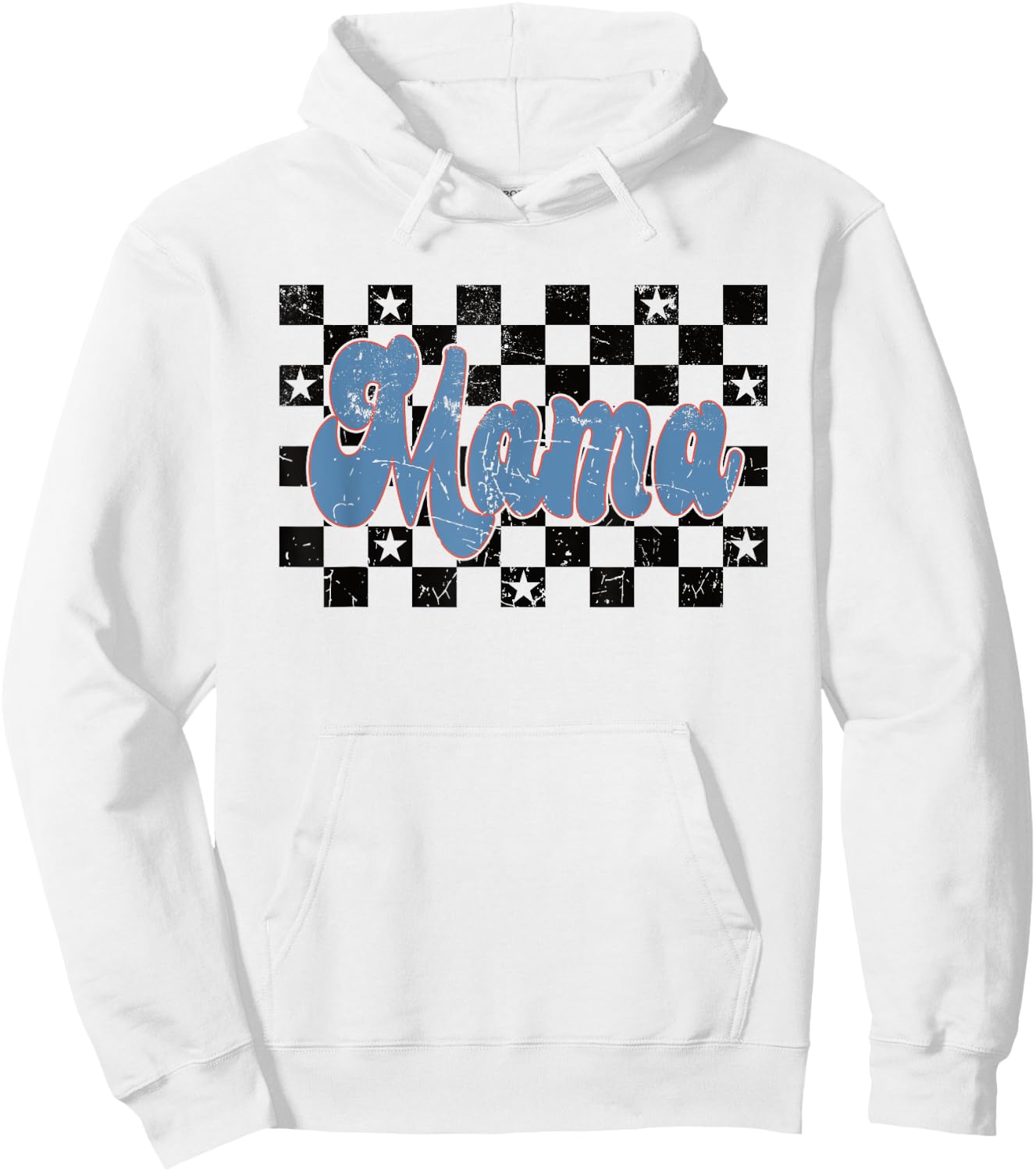Checkered Mama Mom Mother Women Check Pattern Retro Vintage Hoodie - Hoodie | White