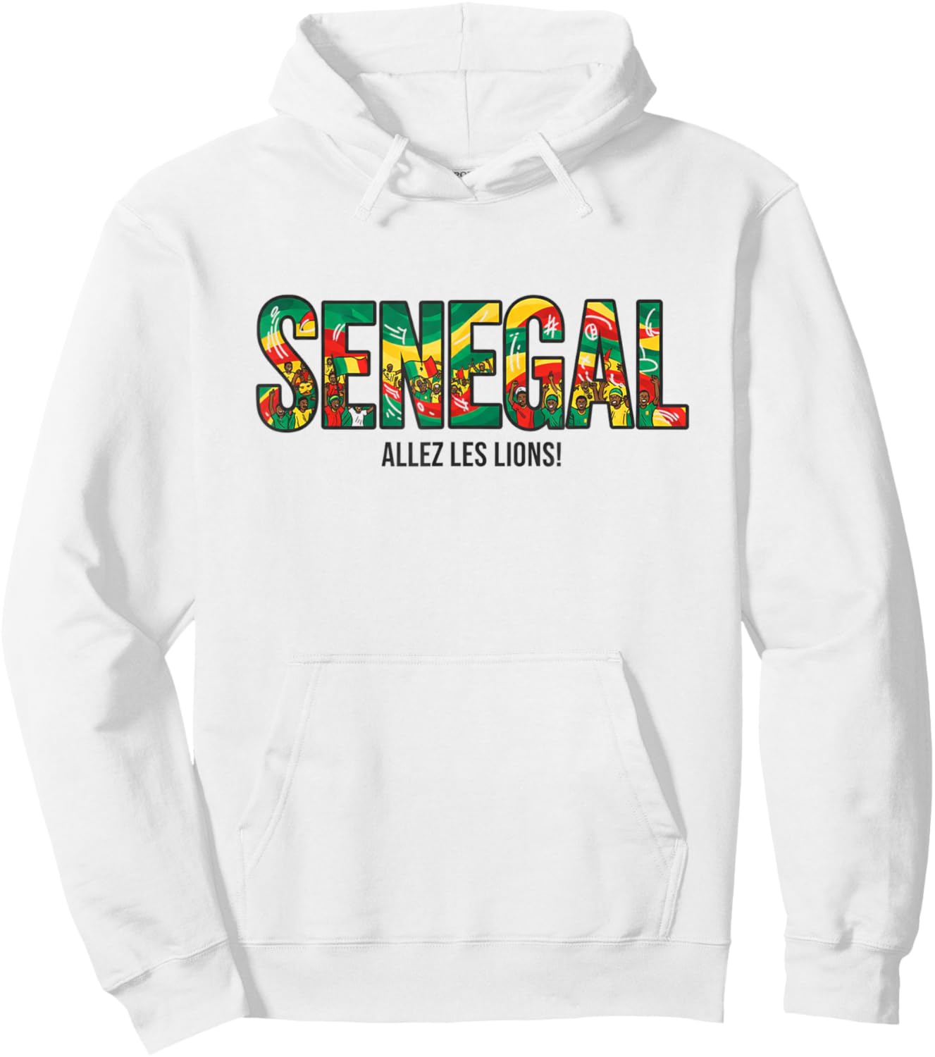 Maillot de Supporter de Football 2026 Sénégal Allez Les Lions Hoodie - Hoodie | White