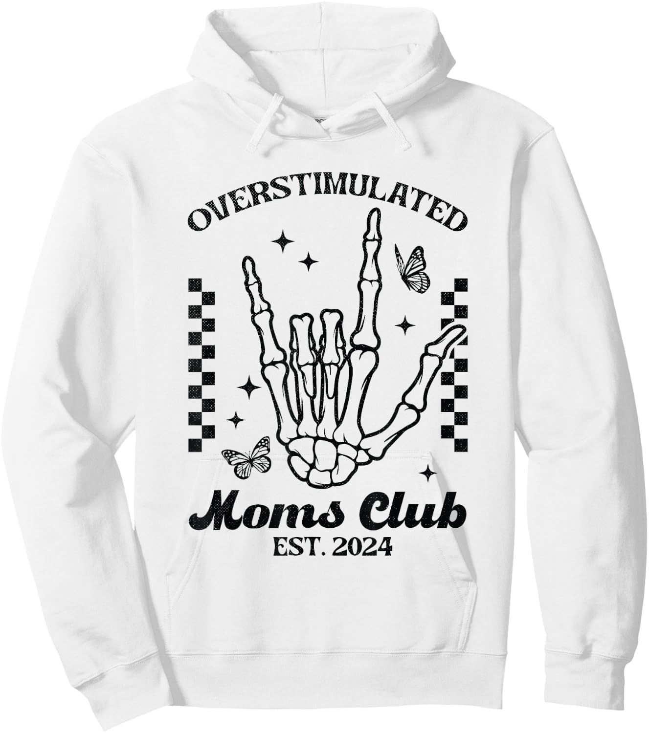 Vintage Overstimulated Moms Club Est. 2024 Hoodie - Hoodie | White
