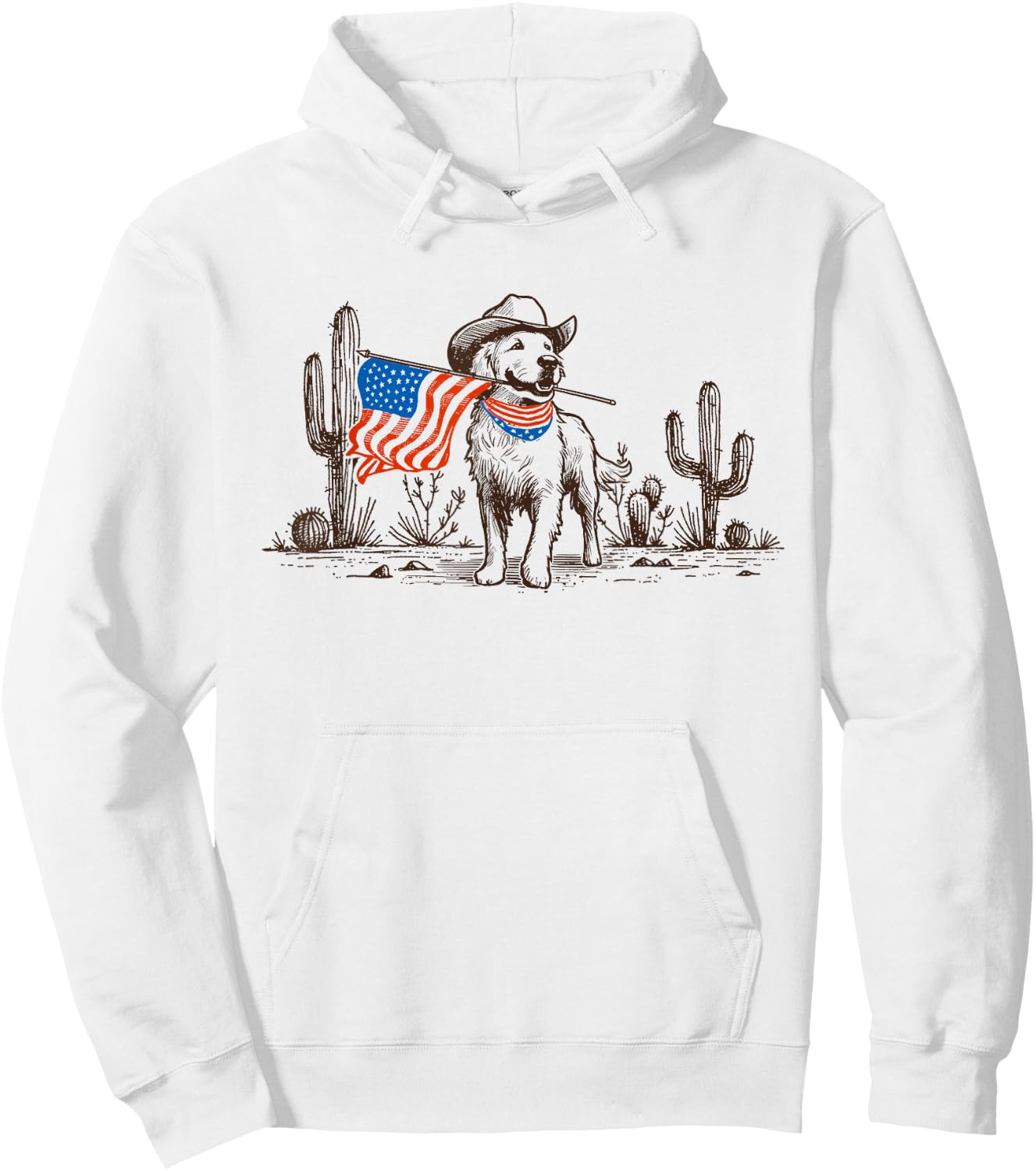 Dog American Flag Dog Cowboy For Dog Dad Men Hoodie - Hoodie | White