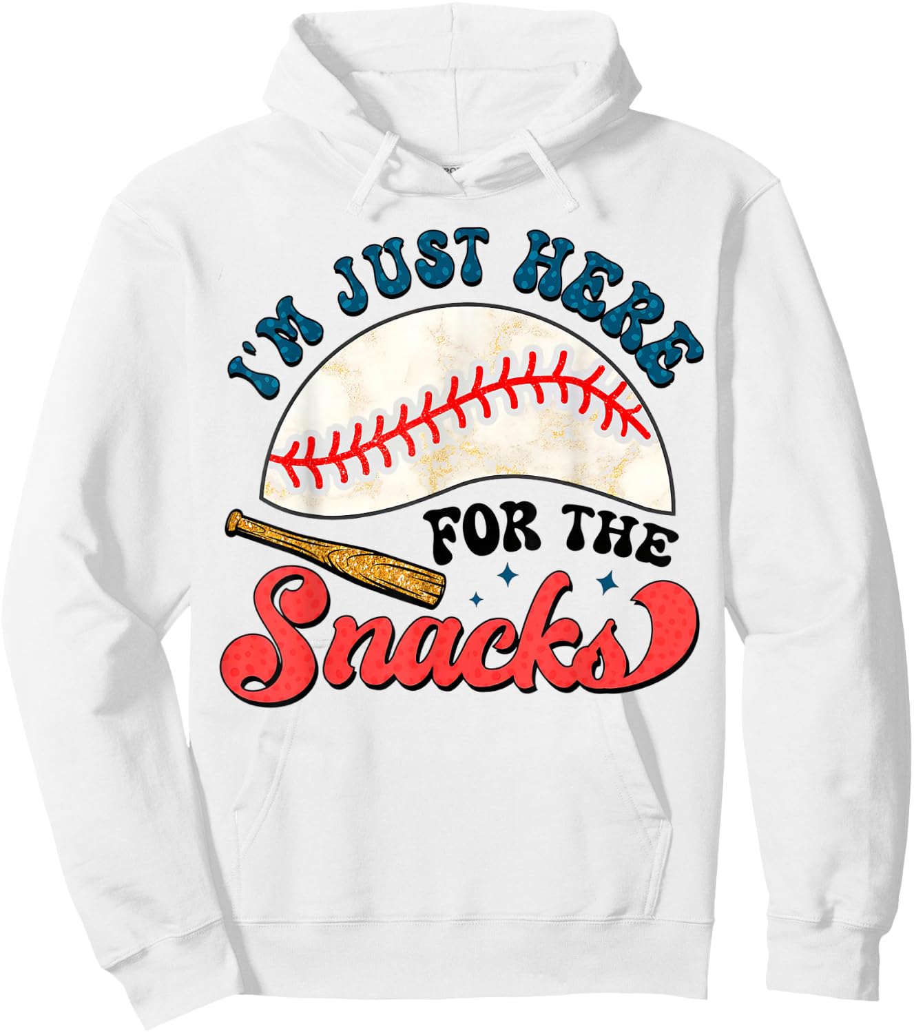 Baseball Brother I'm Just Here for the Snacks Hoodie - Hoodie | White