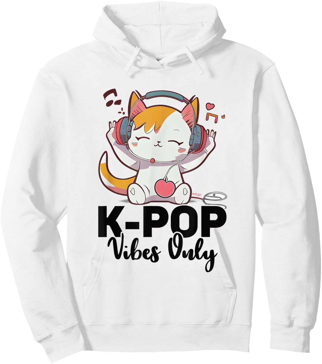 Kpop Vibes Only Merchandise Cat K-Pop Fashion Fangirls Hoodie - Hoodie | White
