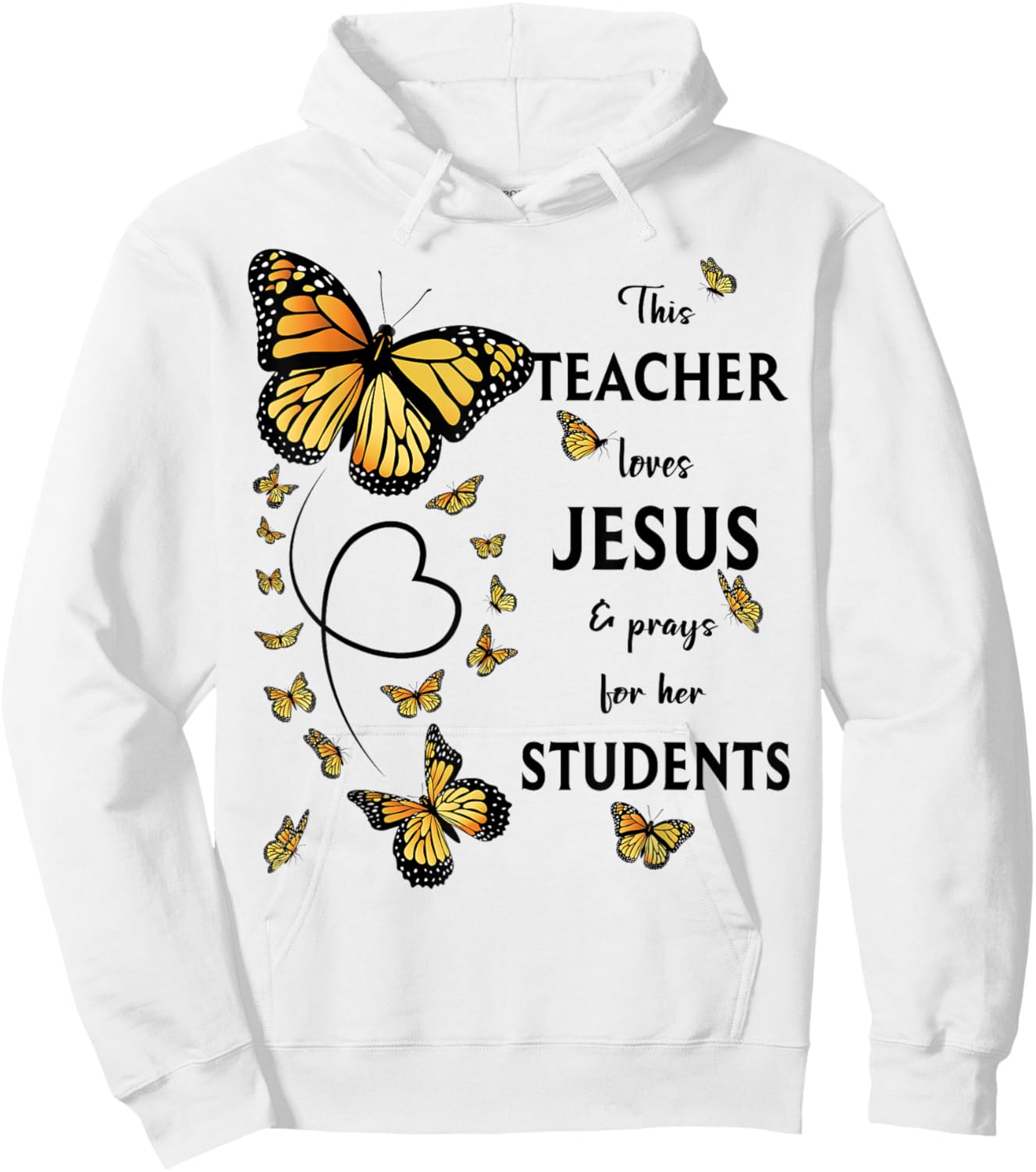Christian Teacher Butterfly This Teacher Loves Jesus Hoodie - Hoodie | White