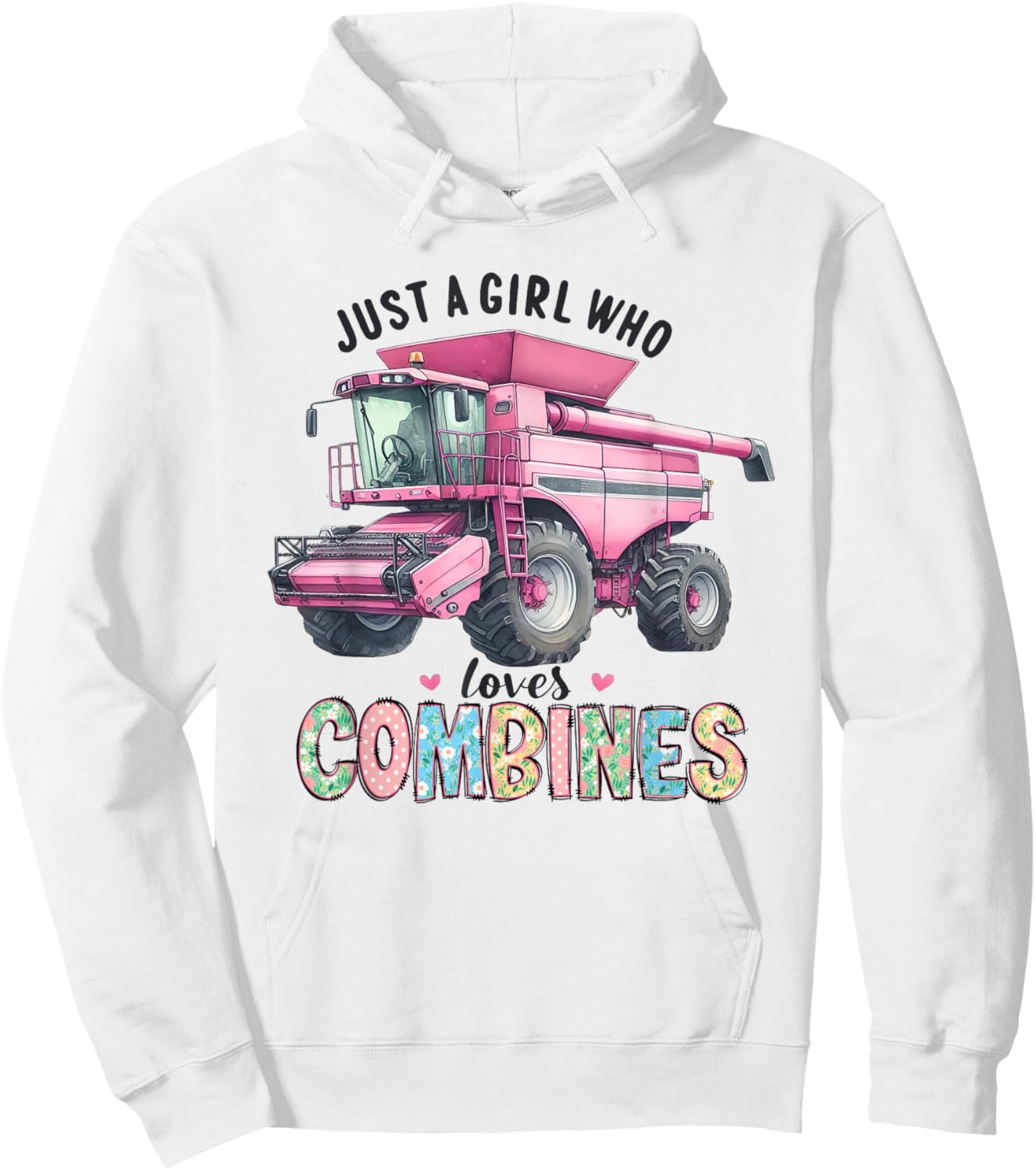 Farm Combine Just a Girl Who Loves Combines Pink Combine Hoodie - Hoodie | White
