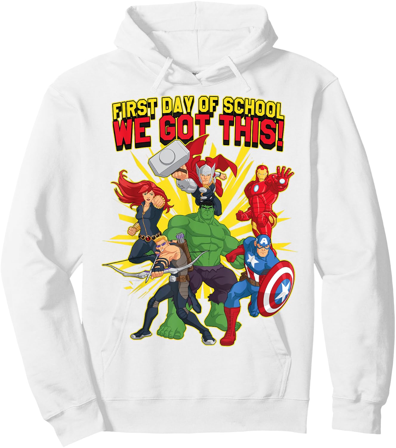 Marvel Avengers First Day Of School Text Hoodie - Hoodie | White