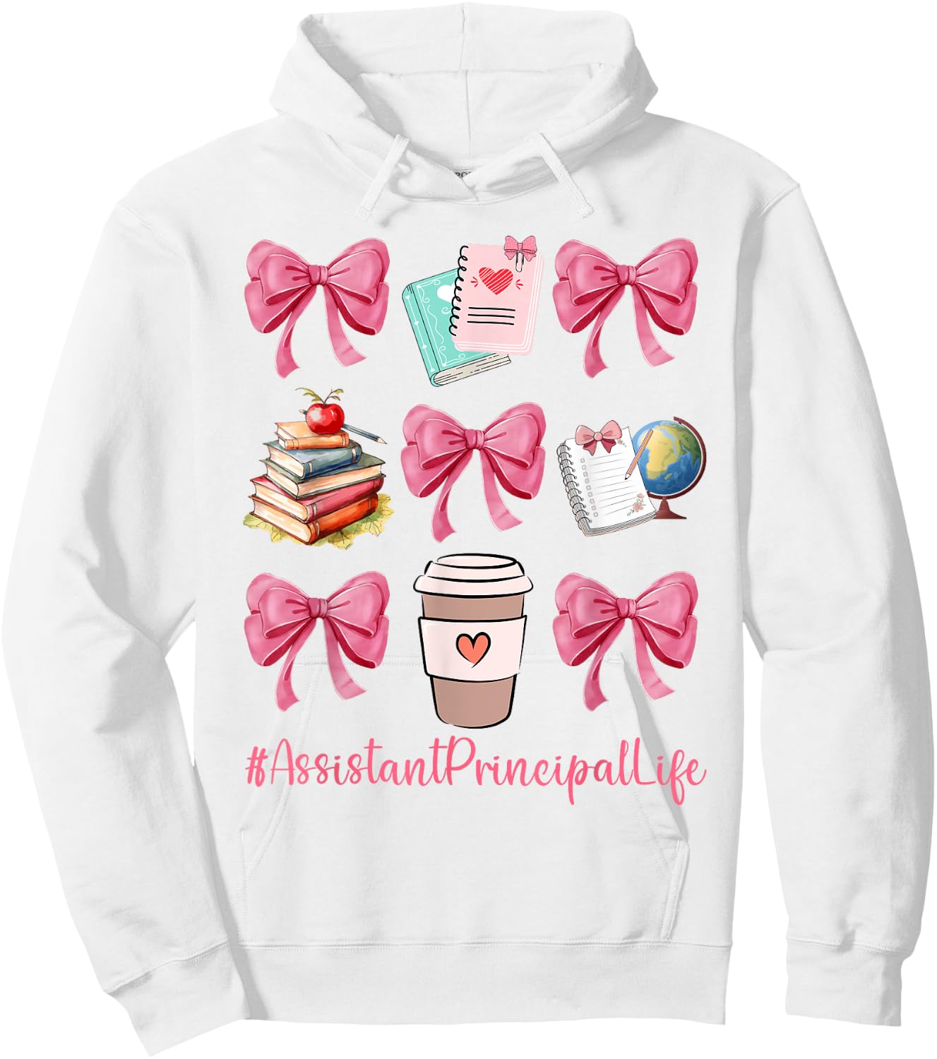 Cute Coquette Bows Assistant Principal Life Back To School Hoodie - Hoodie | White