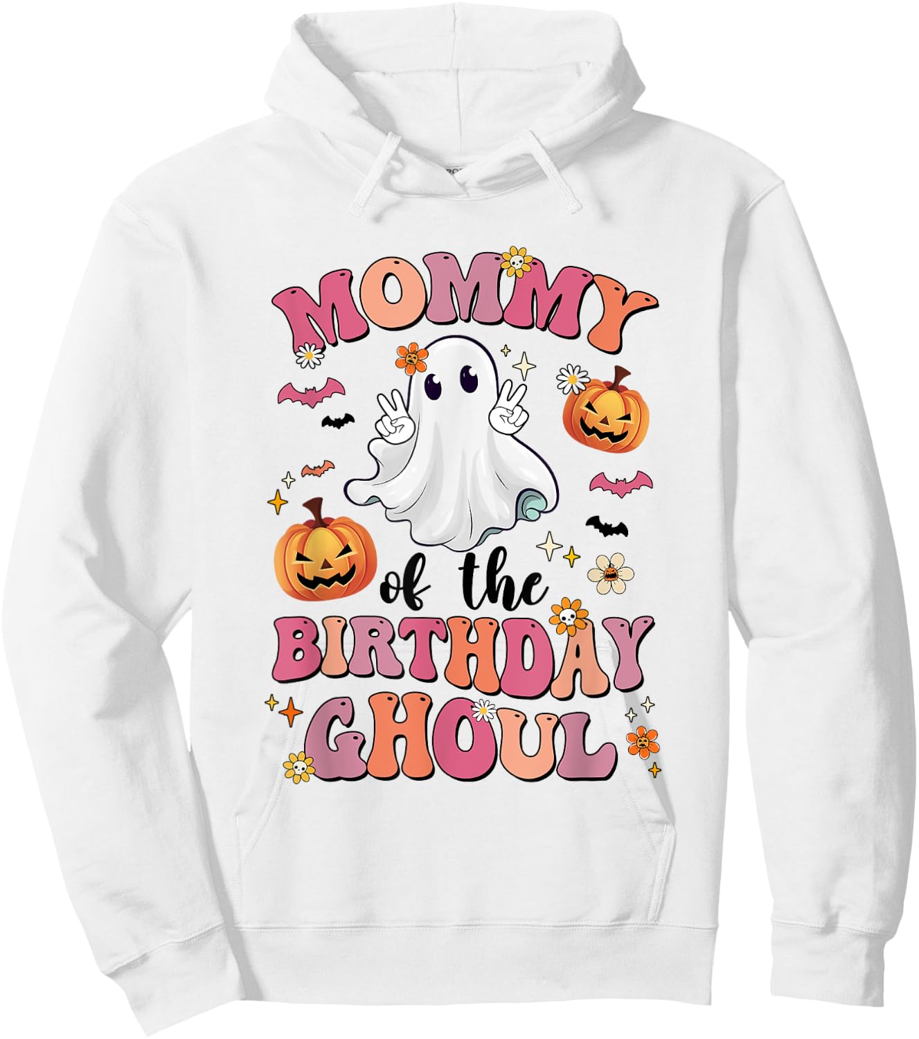 Mommy Of The Birthday Ghoul Halloween Bday Boys Girls Ghost Hoodie - Hoodie | White