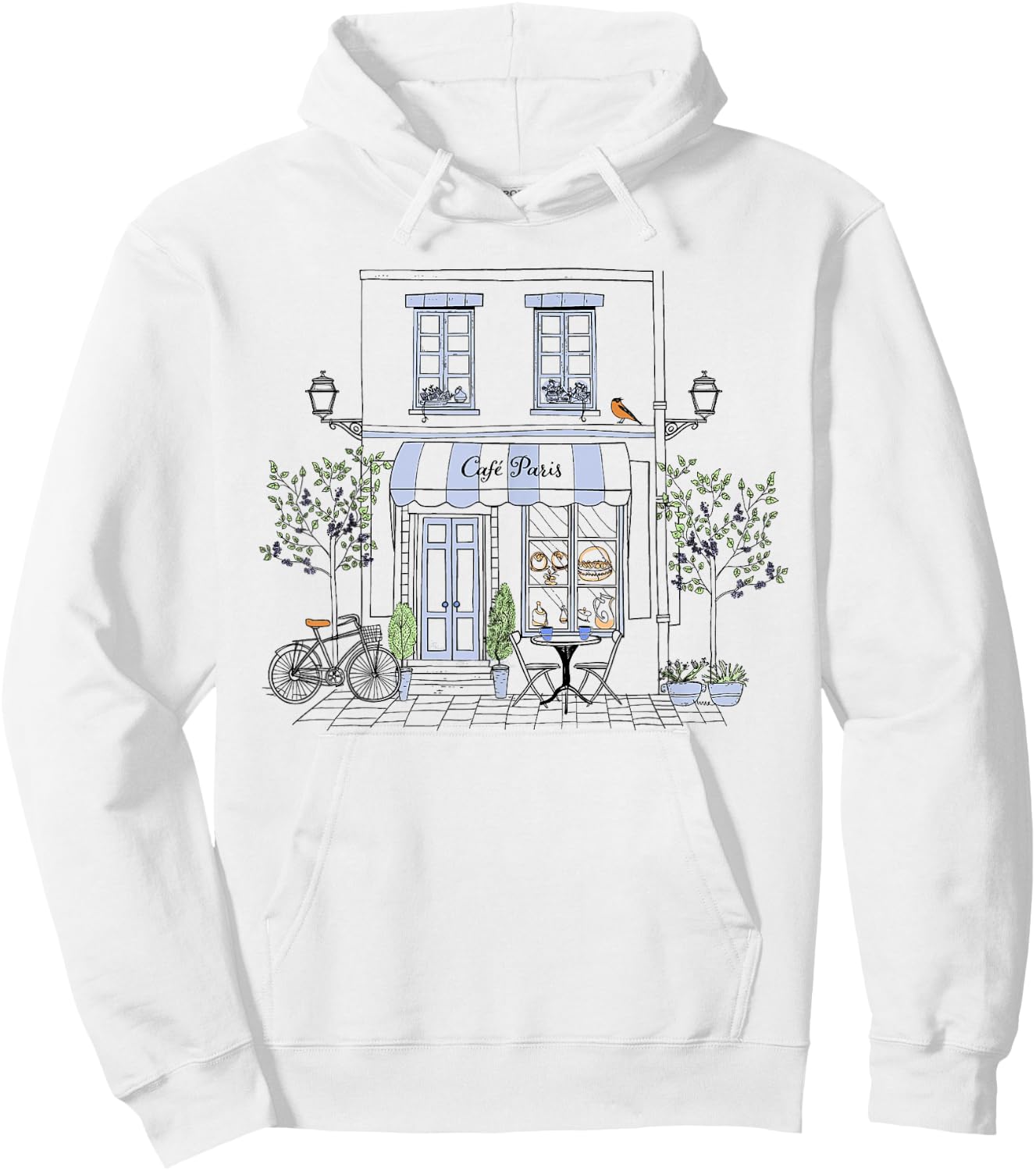 Cute French Coffee Café Paris Graphic Drawing Souvenir Hoodie - Hoodie | White