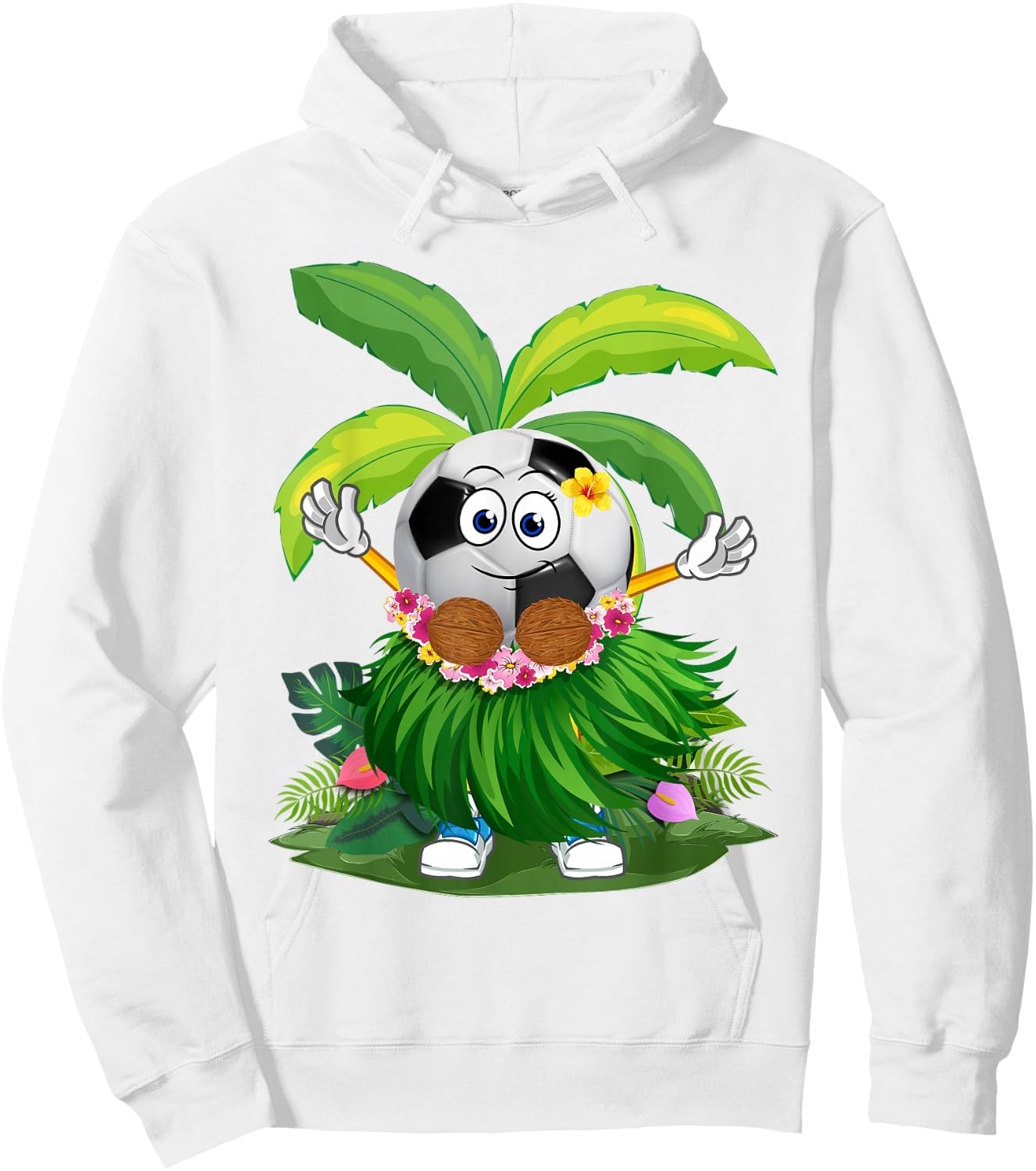 Funny Hawaii Soccer Ball Hawaiian Tropical Summer Vacation Hoodie - Hoodie | White