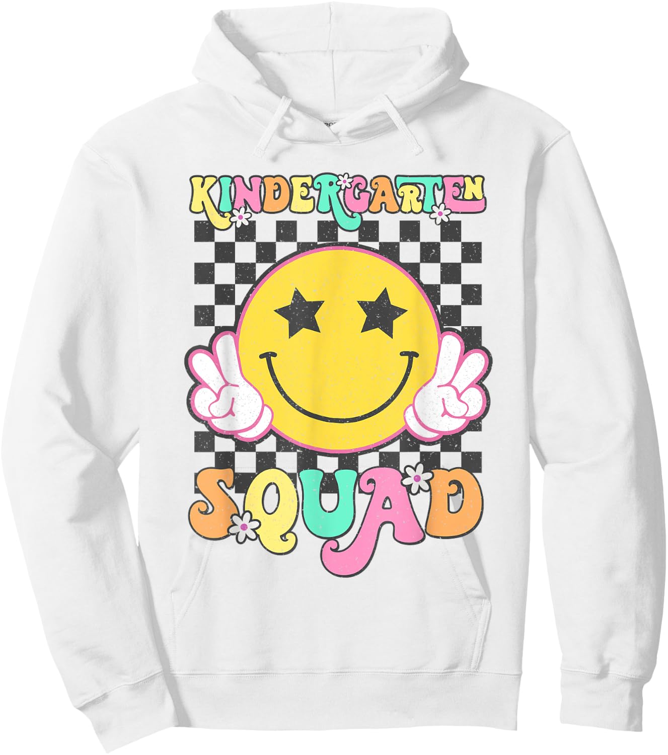 KinderGarten Squad Smile Retro Back To School Hoodie - Hoodie | White