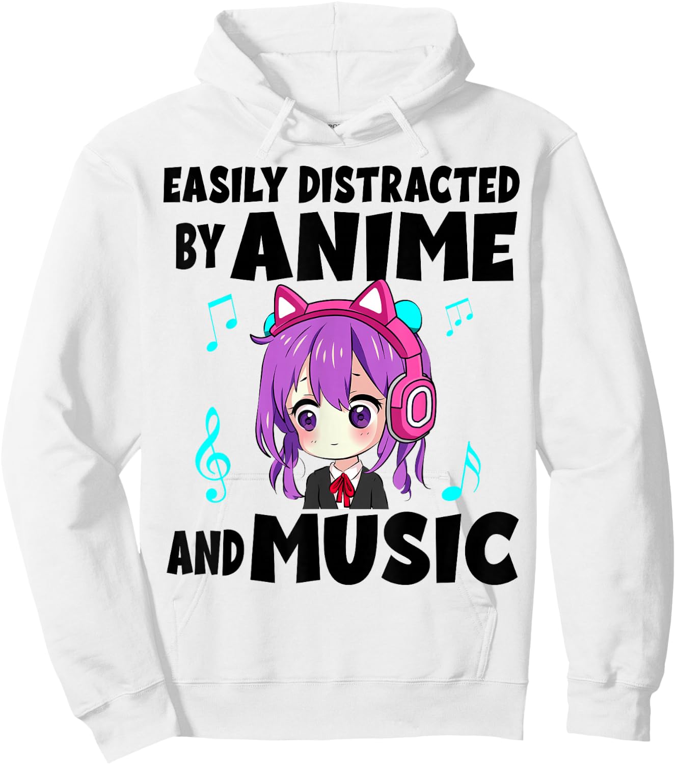 funny Anime and Music Girl for Teen chibi graphic Anime girl Hoodie - Hoodie | White