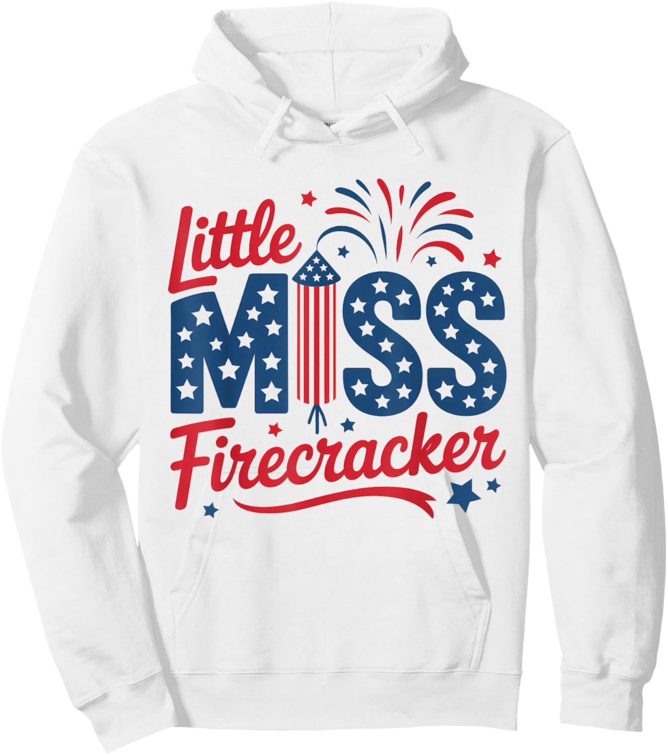 Little Miss Firecracker 4th Of July American Flag Girls Kids Hoodie - Hoodie | White