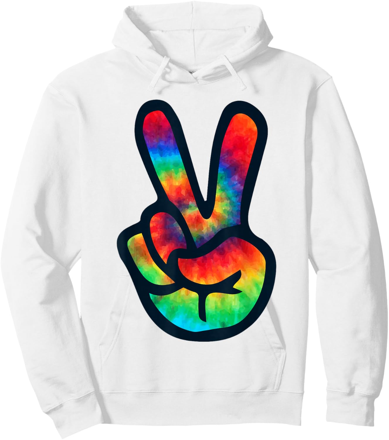 Peace Sign Hand Tie Dye | Hippies Christmas V Hoodie - Hoodie | White