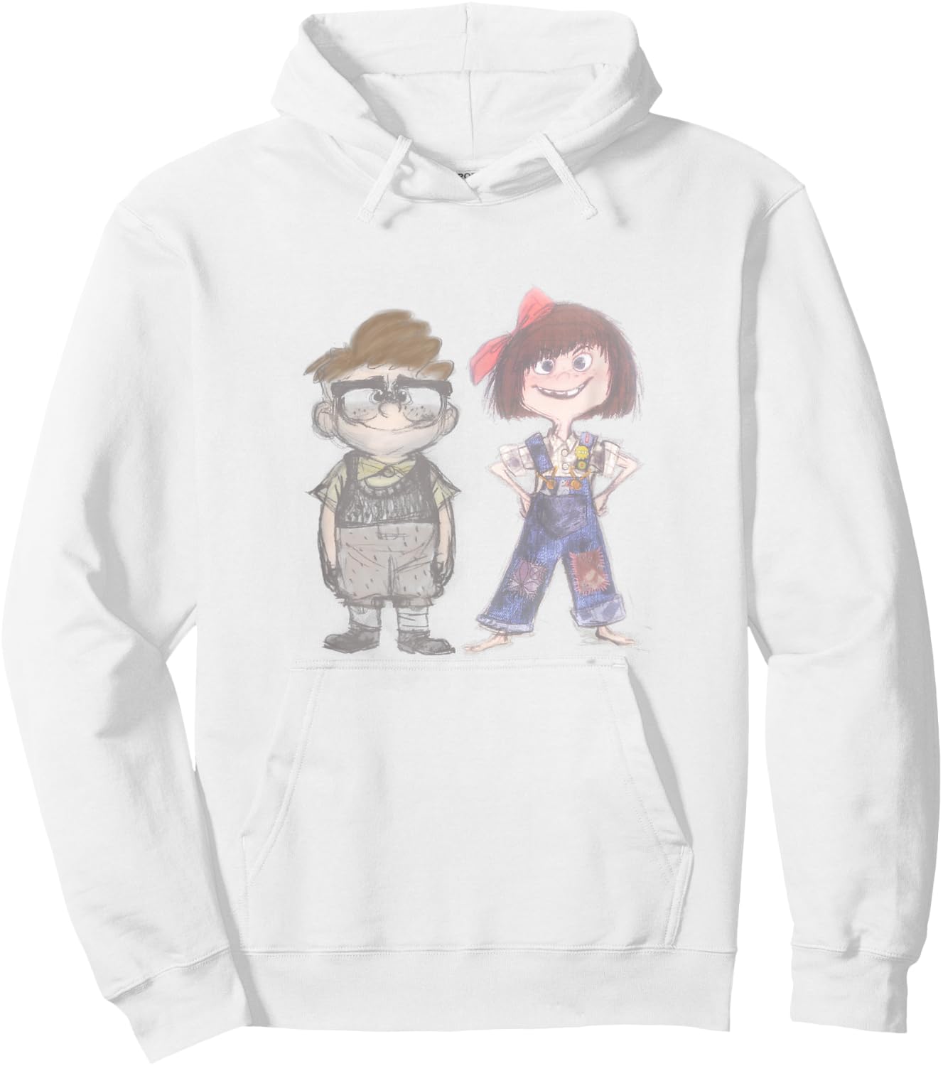 Disney Pixar Up Young Carl & Ellie Cute Vintage Sketch Hoodie - Hoodie | White