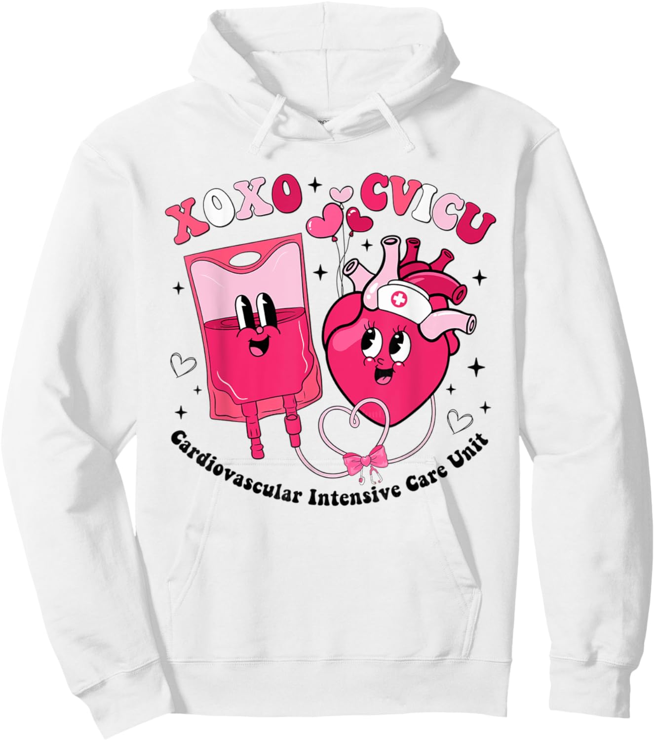 CVICU Valentine's Day Cardiac Nurse Valentine Cardiovascular Hoodie - Hoodie | White
