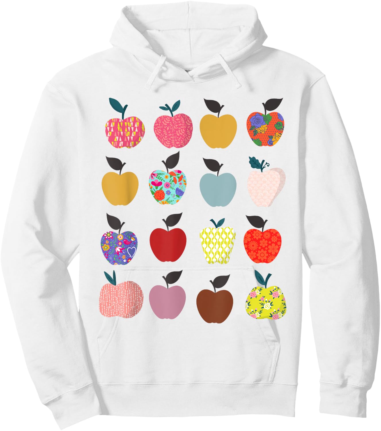 Folk Art Apples Back to school Teacher Shirt Funny Hoodie - Hoodie | White