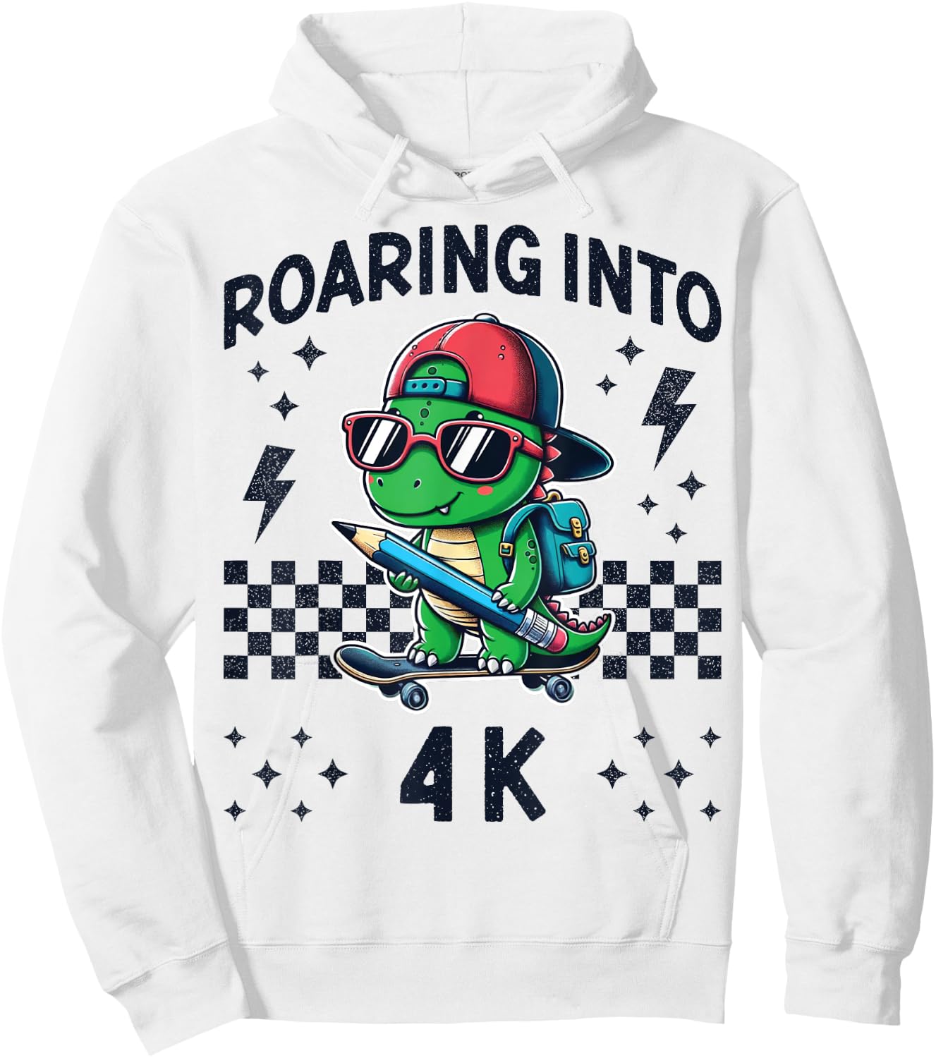 Roaring Into 4K Dinosaur First Day of PreK 4 Im Ready for 4K Hoodie - Hoodie | White