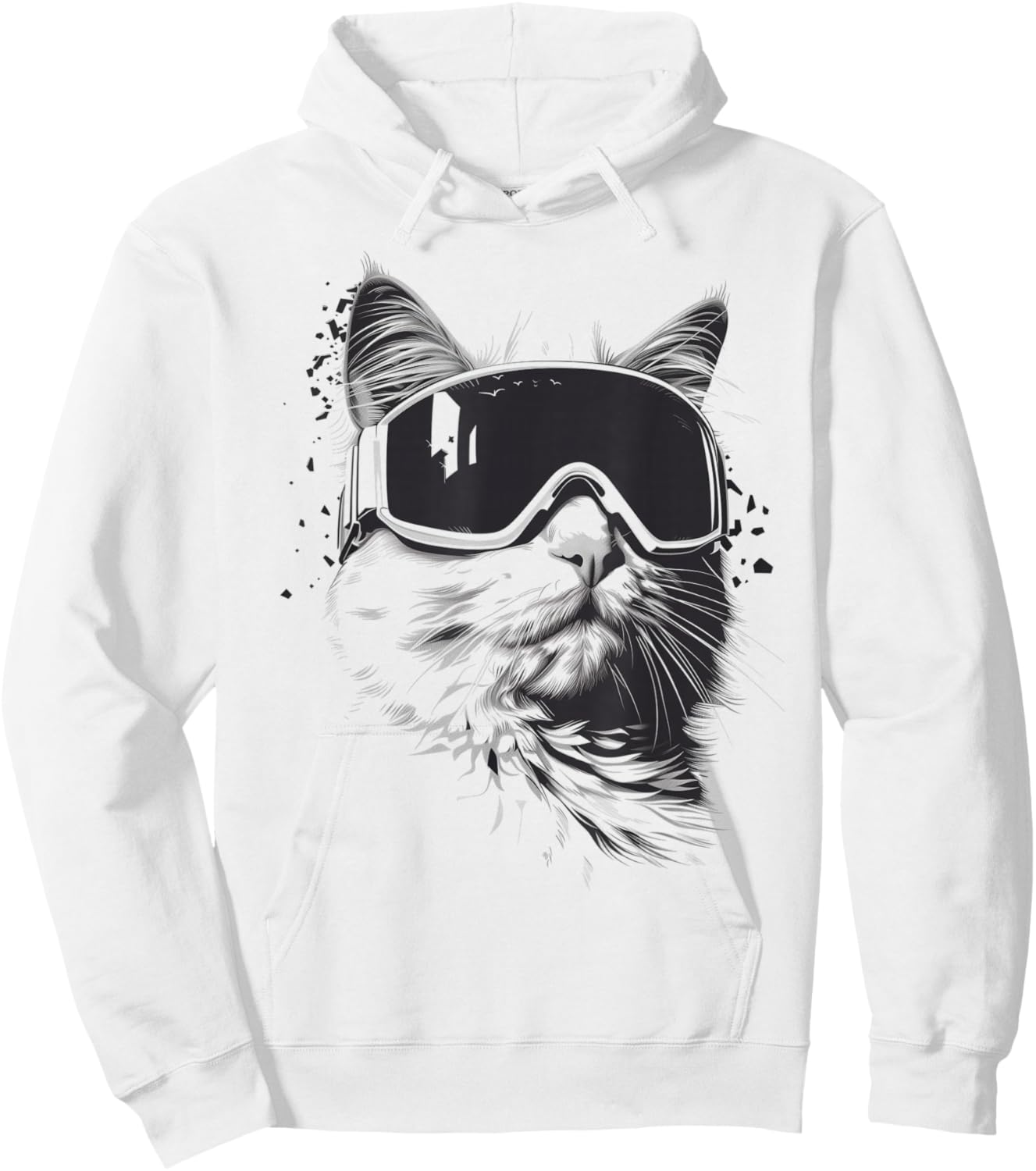 Ski Snowboard Cat Goggles Winter Sports Snowboarder Skiing Hoodie - Hoodie | White