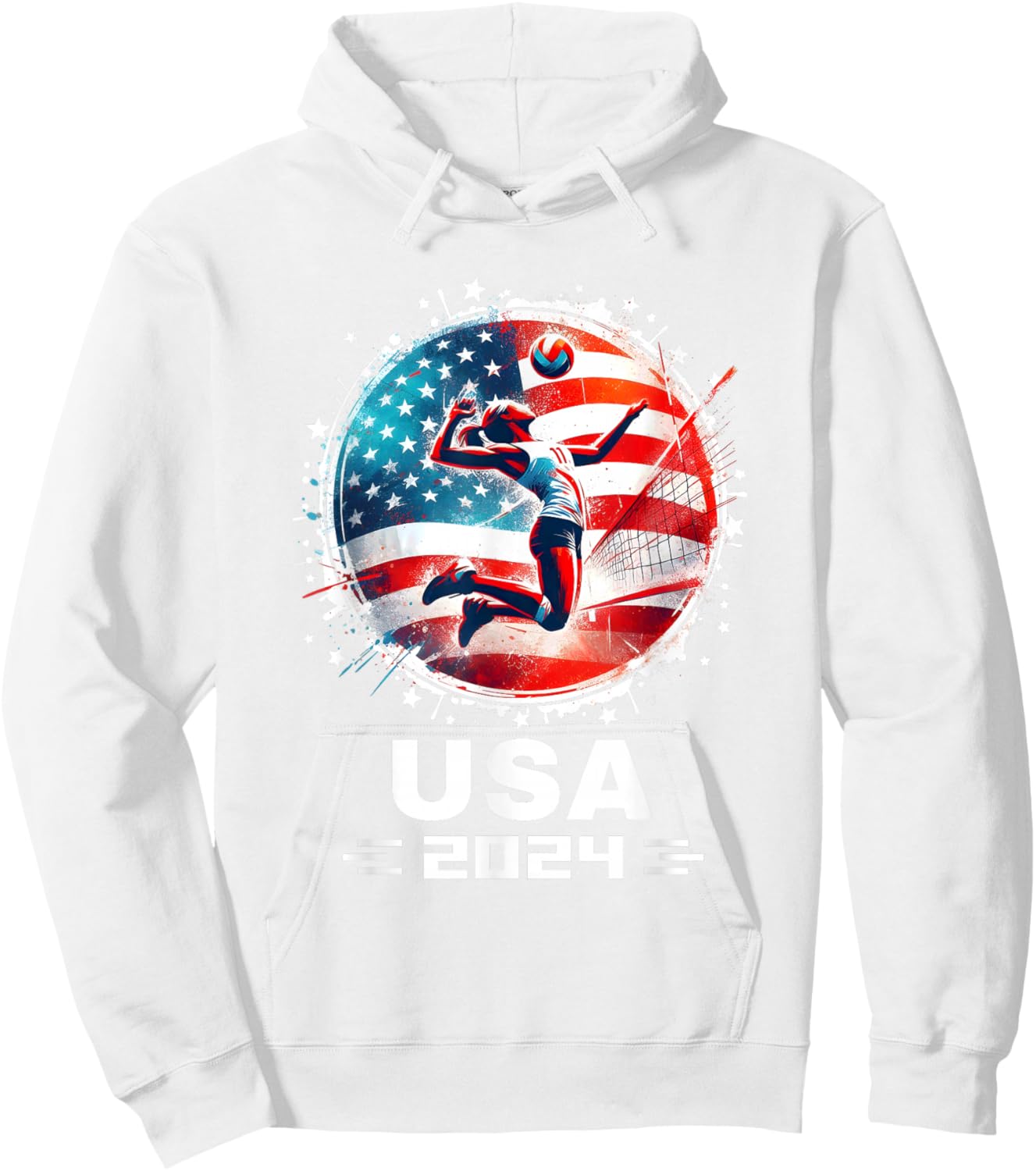 USA Team 2024 United States American Flag Women Volleyball Hoodie - Hoodie | White