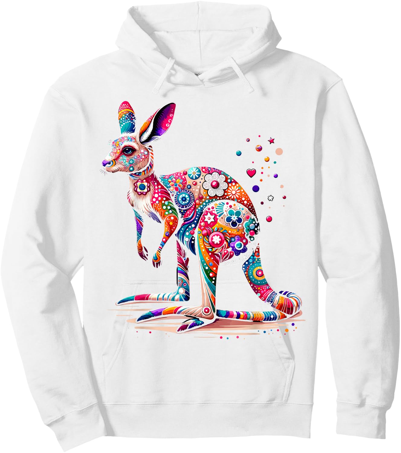 Hobicore Aesthetic Kangaroo Lover Shirt Colorful Kangaroo Hoodie - Hoodie | White