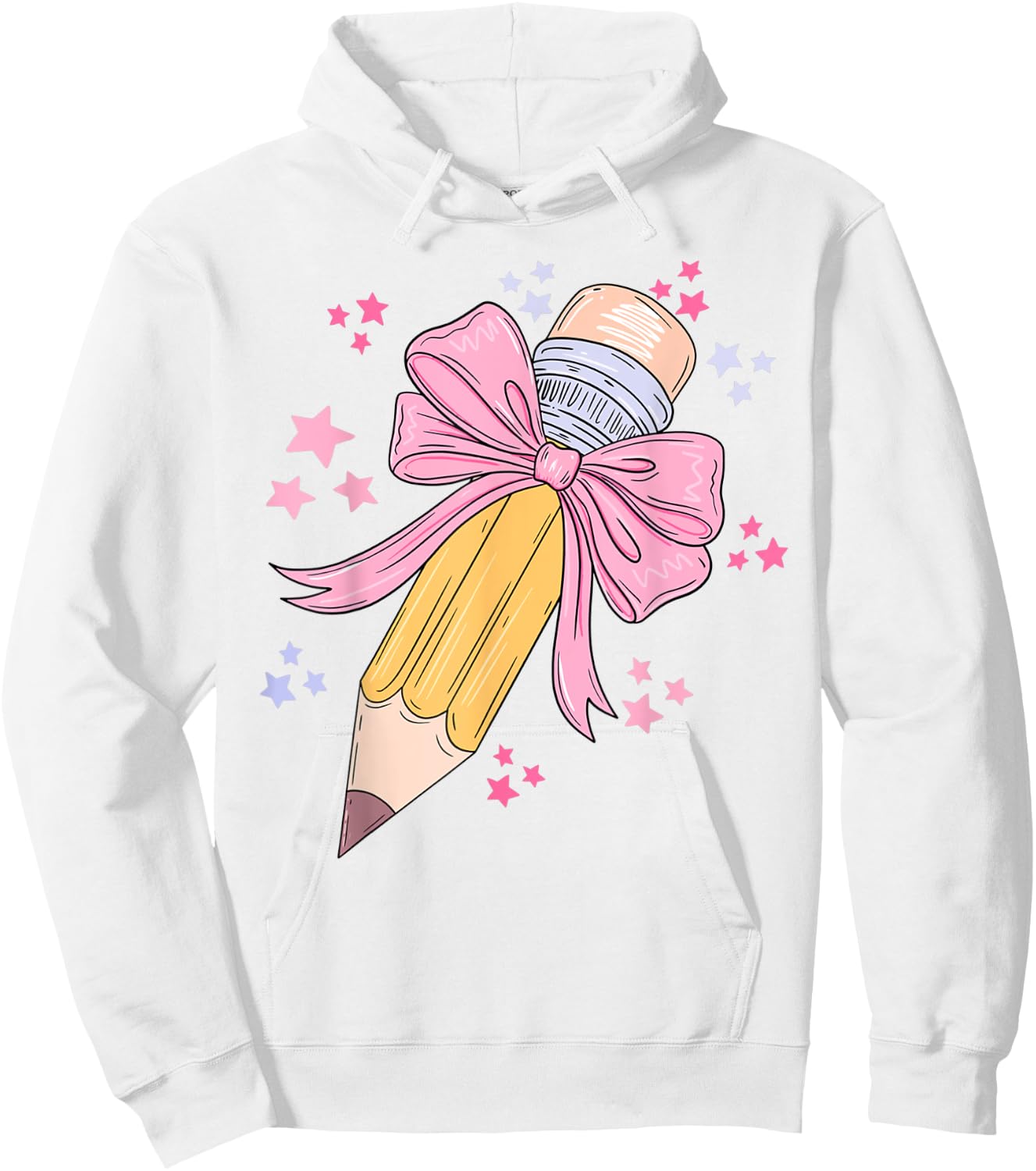 Pencil Coquette Bow Pink Back To School Teachers Girls Kids Hoodie - Hoodie | White