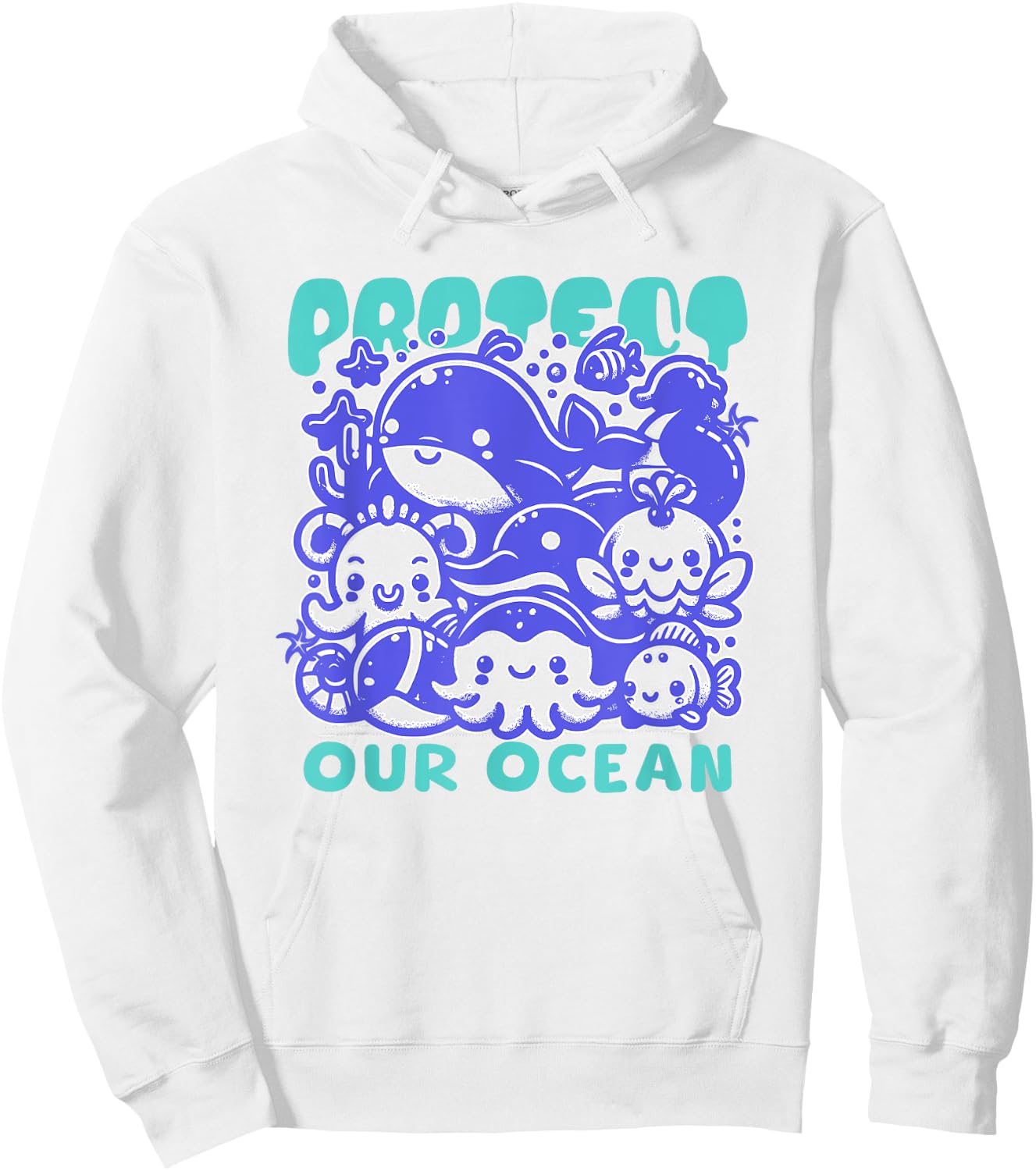 Protect Our Ocean Kawaii Whale World Oceans Day Cute Hoodie - Hoodie | White