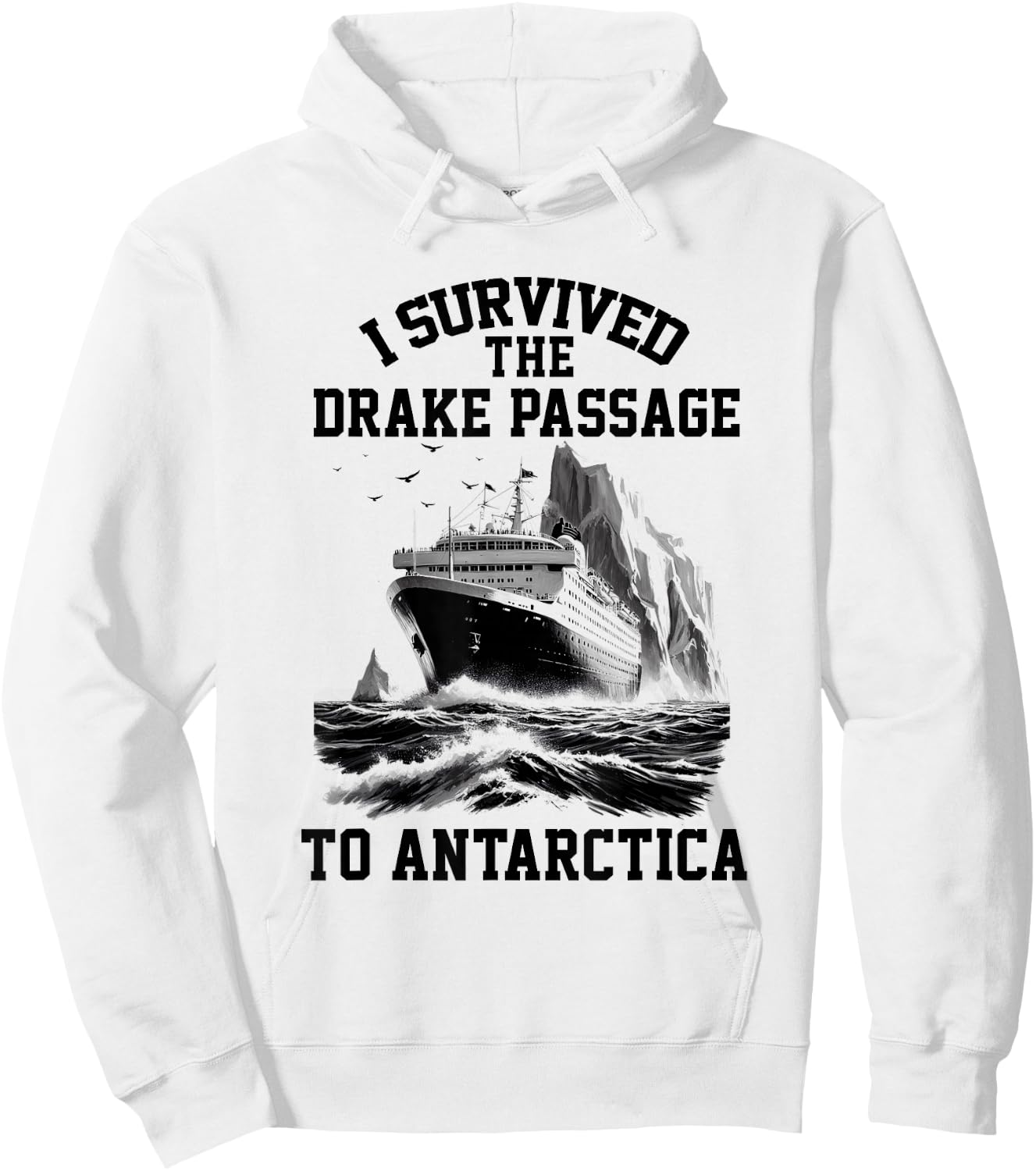Retro Antarctica Cruise I Survived Drake Passage Antarctica Hoodie - Hoodie | White