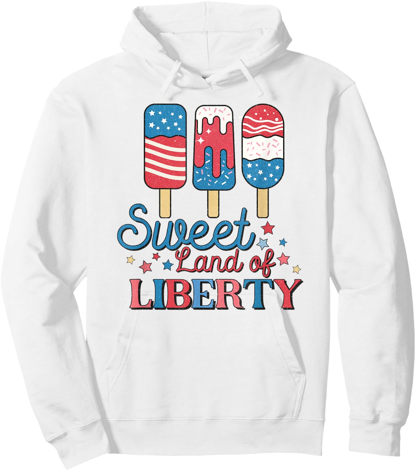 Cute Retro 4th of July Popsicle Patriotic Land of Liberty Hoodie - Hoodie | White