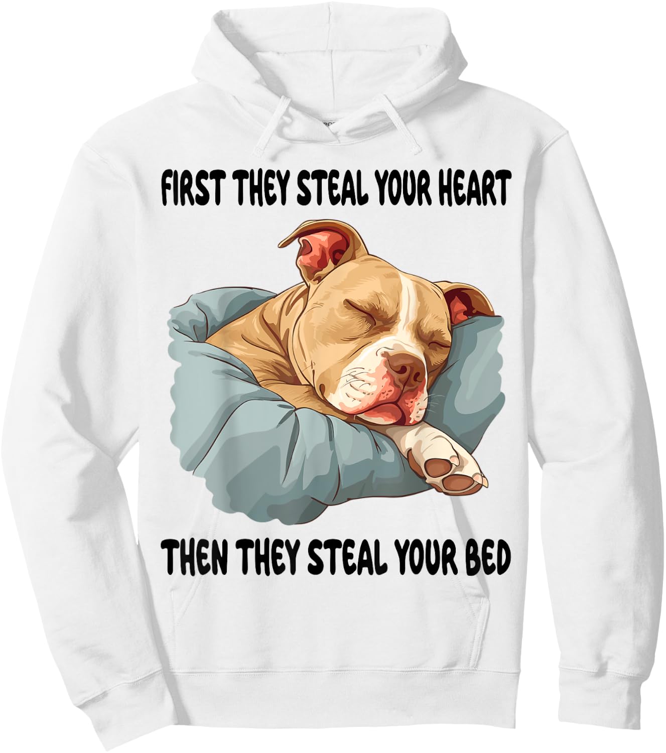 Pitbull Sleeping Pajamas Nightgown Hoodie - Hoodie | White