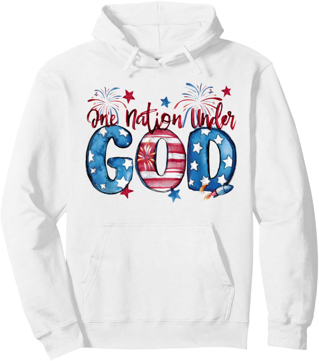 One Nation Under God, American, Happy Christian Woman Hoodie - Hoodie | White