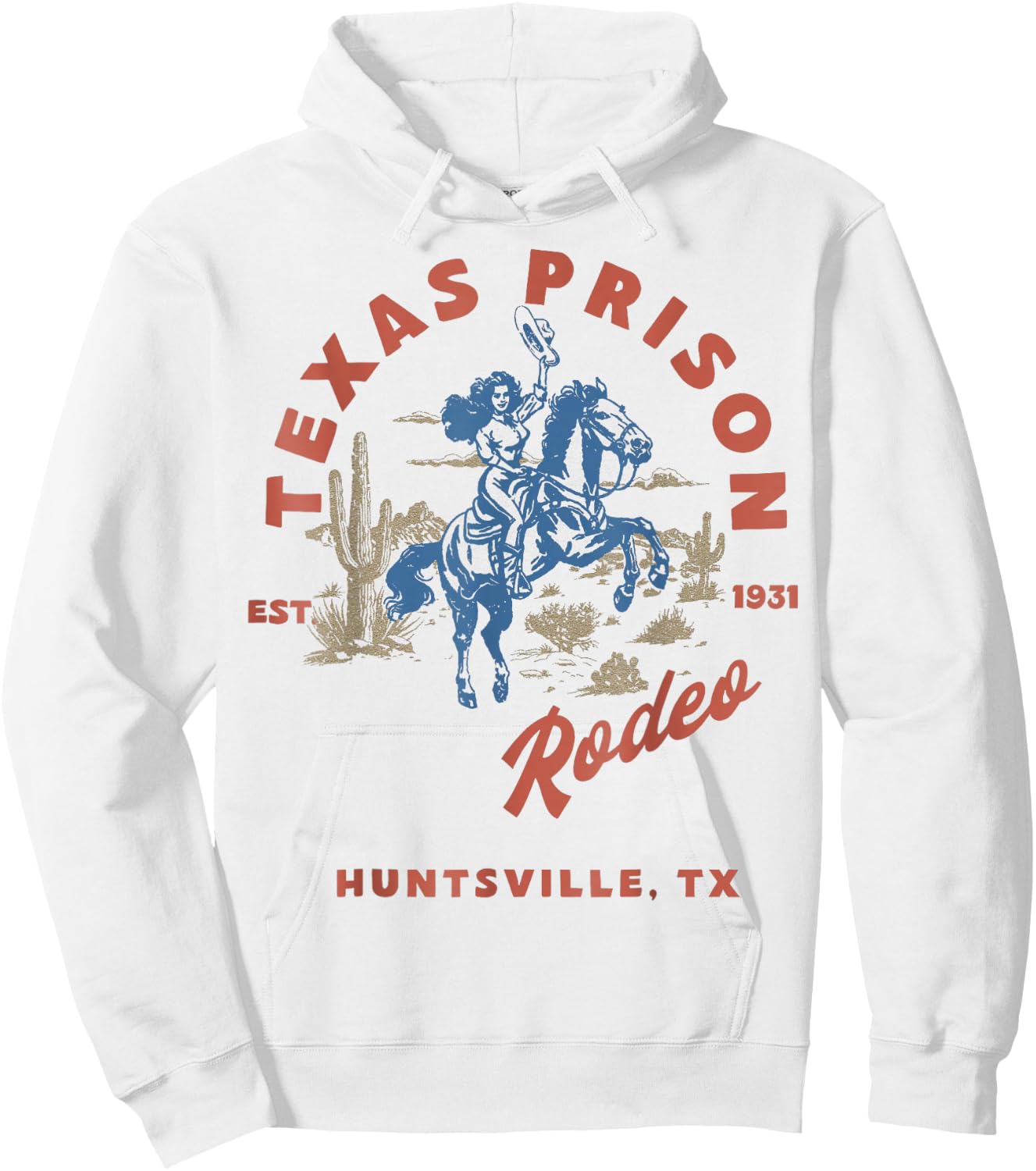 Texas Prison Rodeo Cowboy Western Hoodie - Hoodie | White