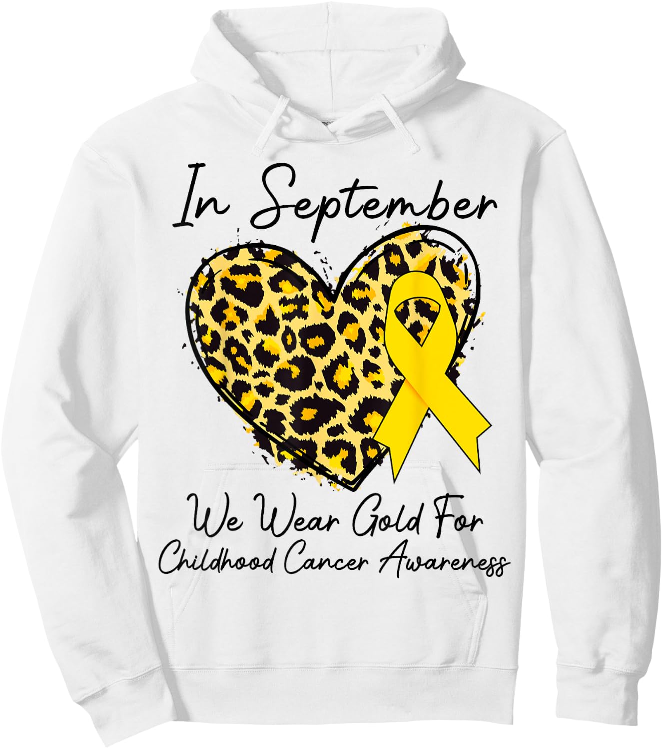 In September We Wear Gold Leopard Childhood Cancer awareness Hoodie - Hoodie | White