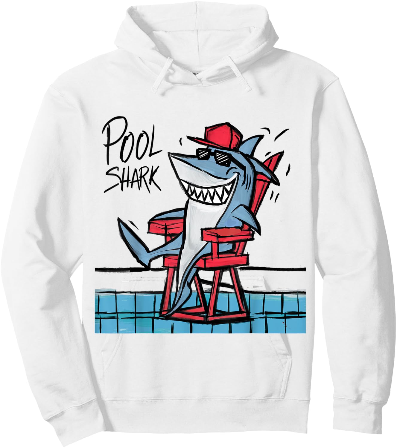 Smileteesfunny Funny Shark Lifeguard Pool Shark Pun Hoodie - Hoodie | White