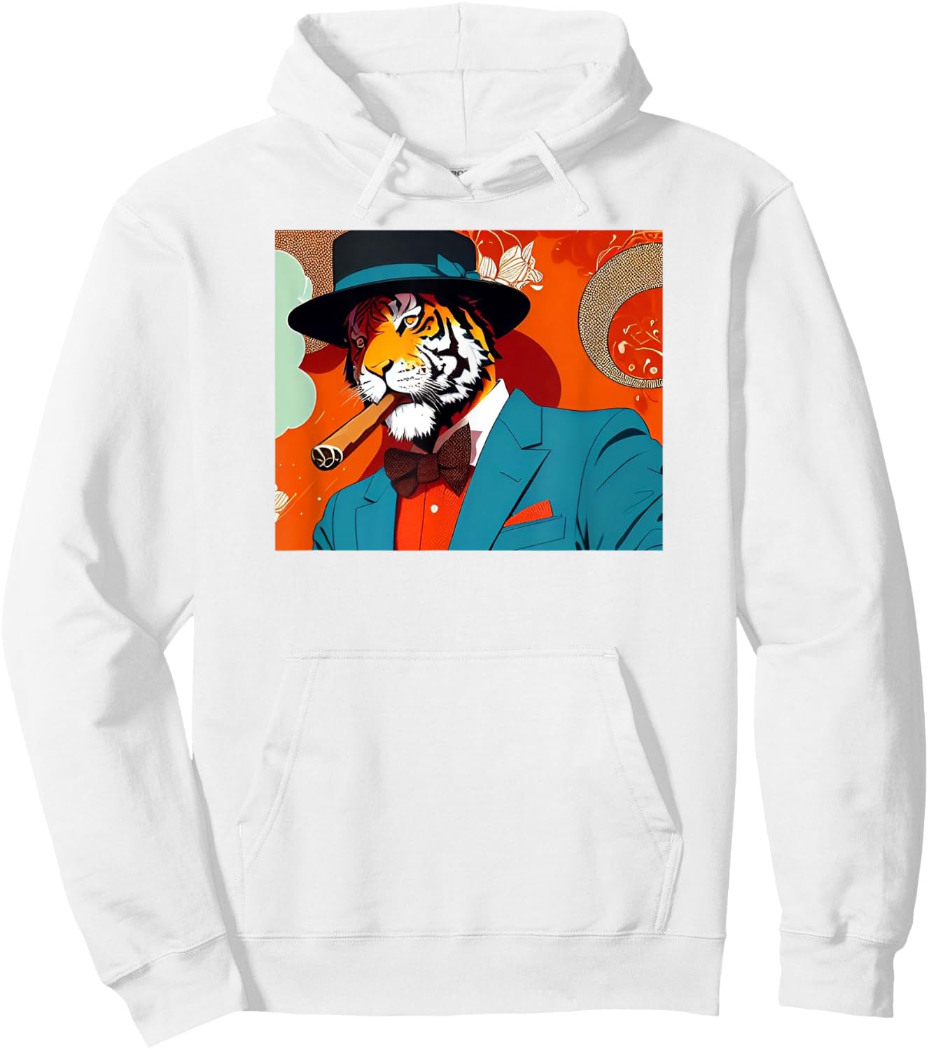 Tiger Smoking Cigar Hoodie - Hoodie | White
