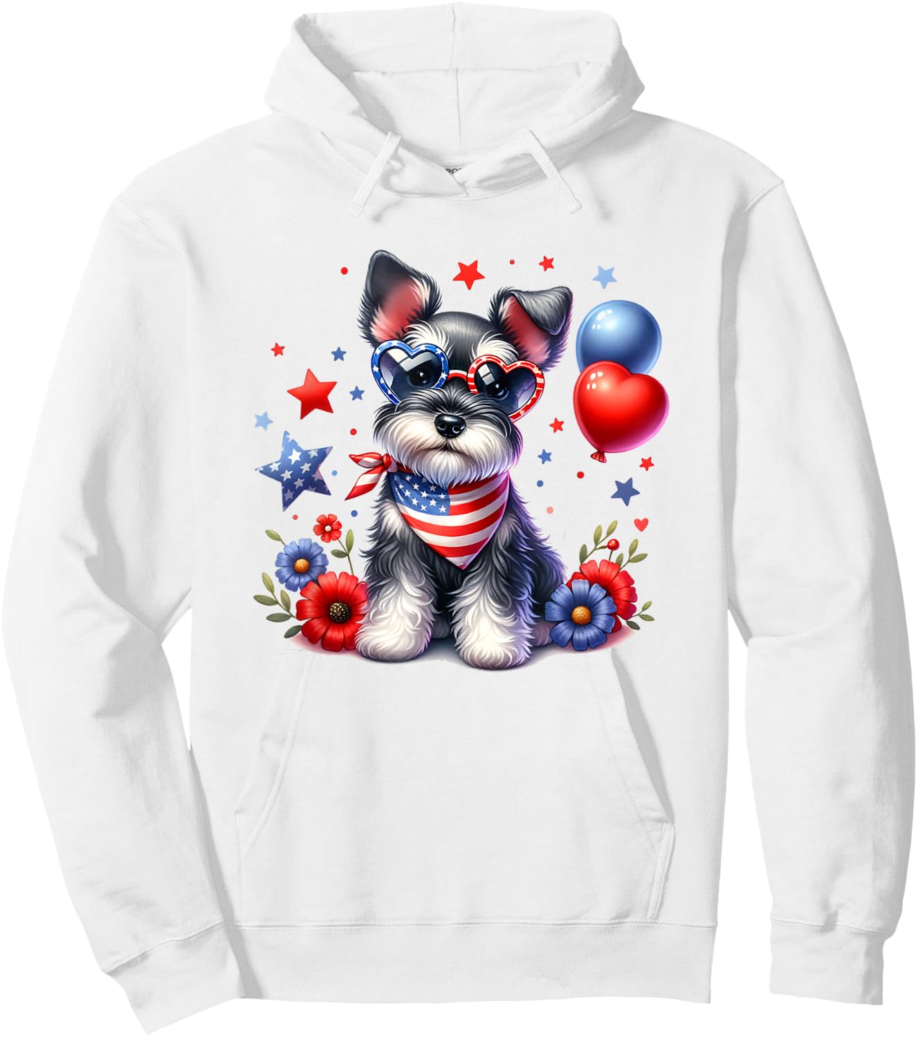 Patriotic Miniature Schnauzer American Flag 4th of July USA Hoodie - Hoodie | White