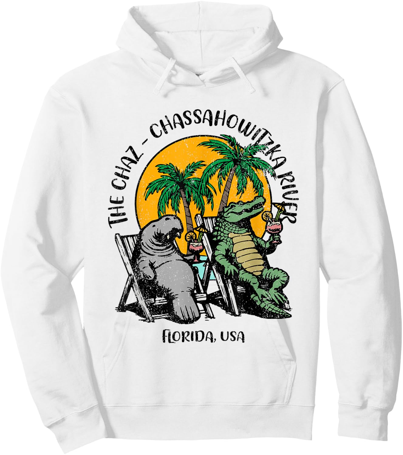 The Chaz Chassahowitzka River FL Manatee Alligator Design Hoodie - Hoodie | White