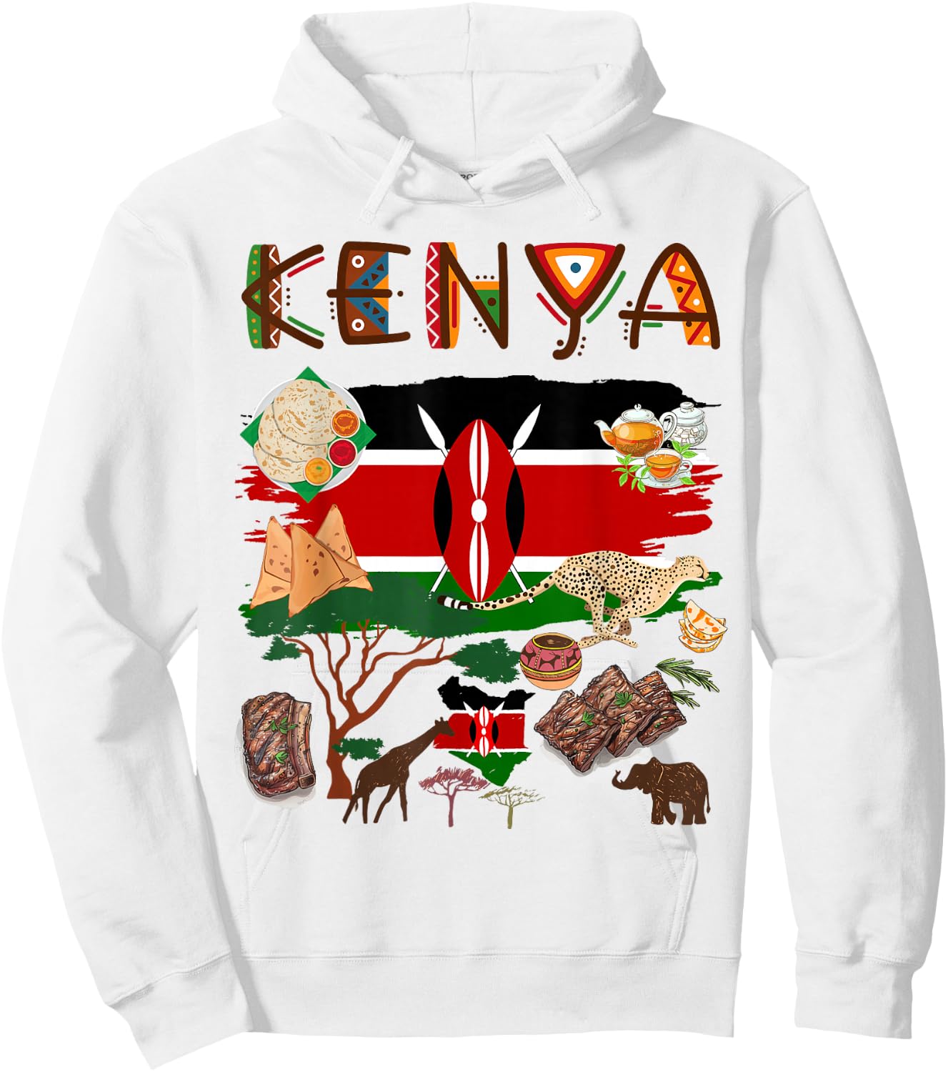 Kenya Flag Outfit Idea For Kids Kenya Food & Kenyan Flag Hoodie - Hoodie | White