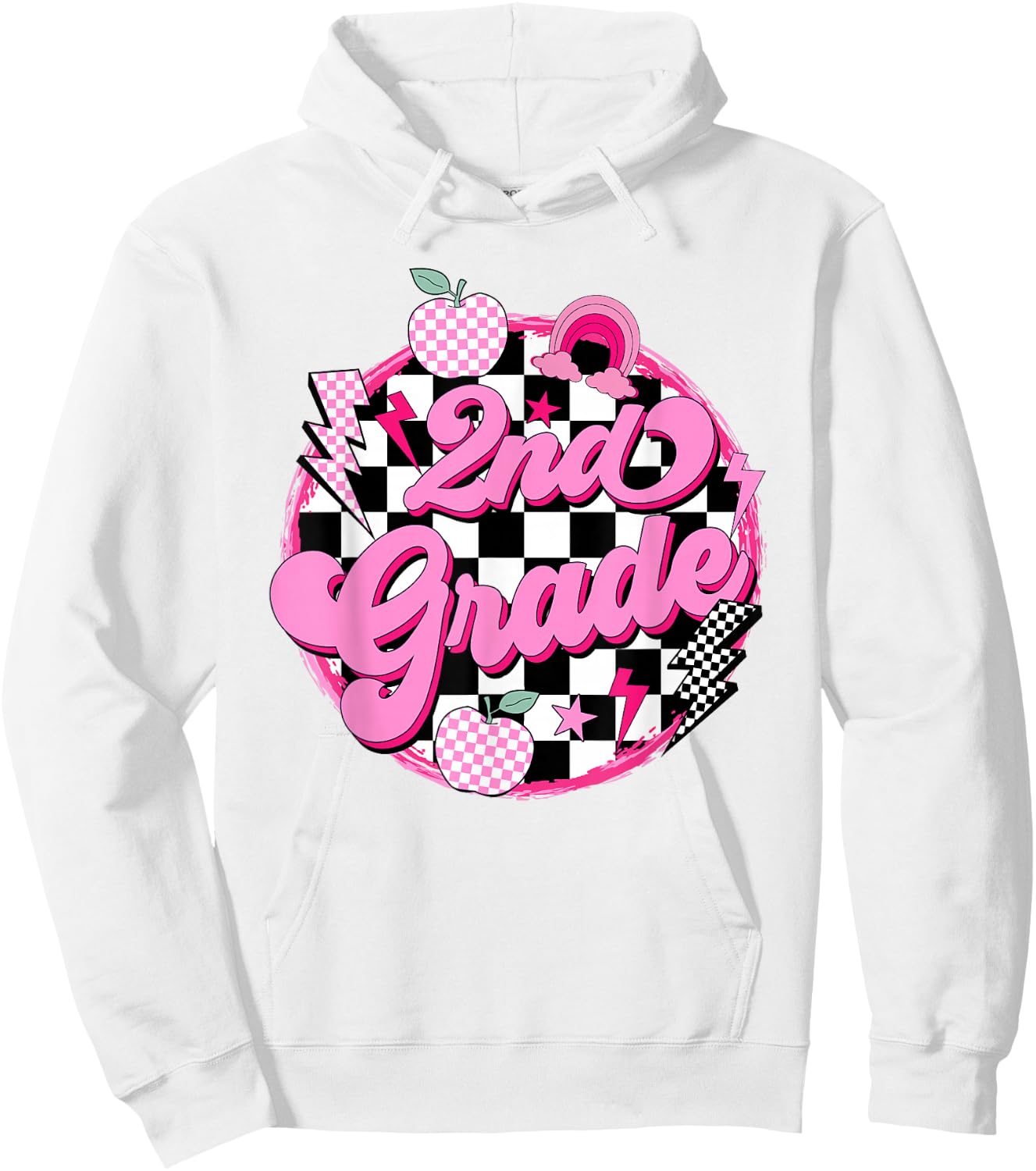 2nd Grade Teacher Women Retro Checkered First Day of School Hoodie - Hoodie | White