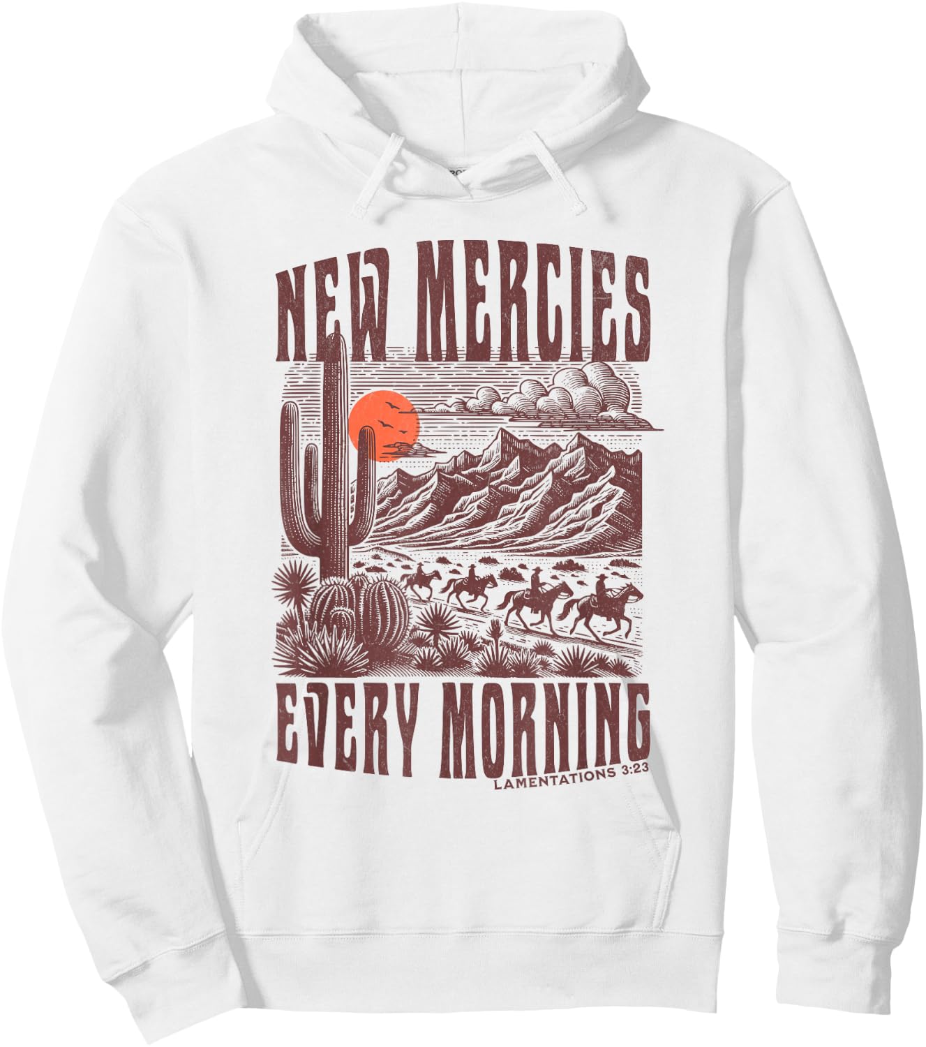 Boho Christian Bible Verse Trendy Jesus Southwest Cactus Hoodie - Hoodie | White