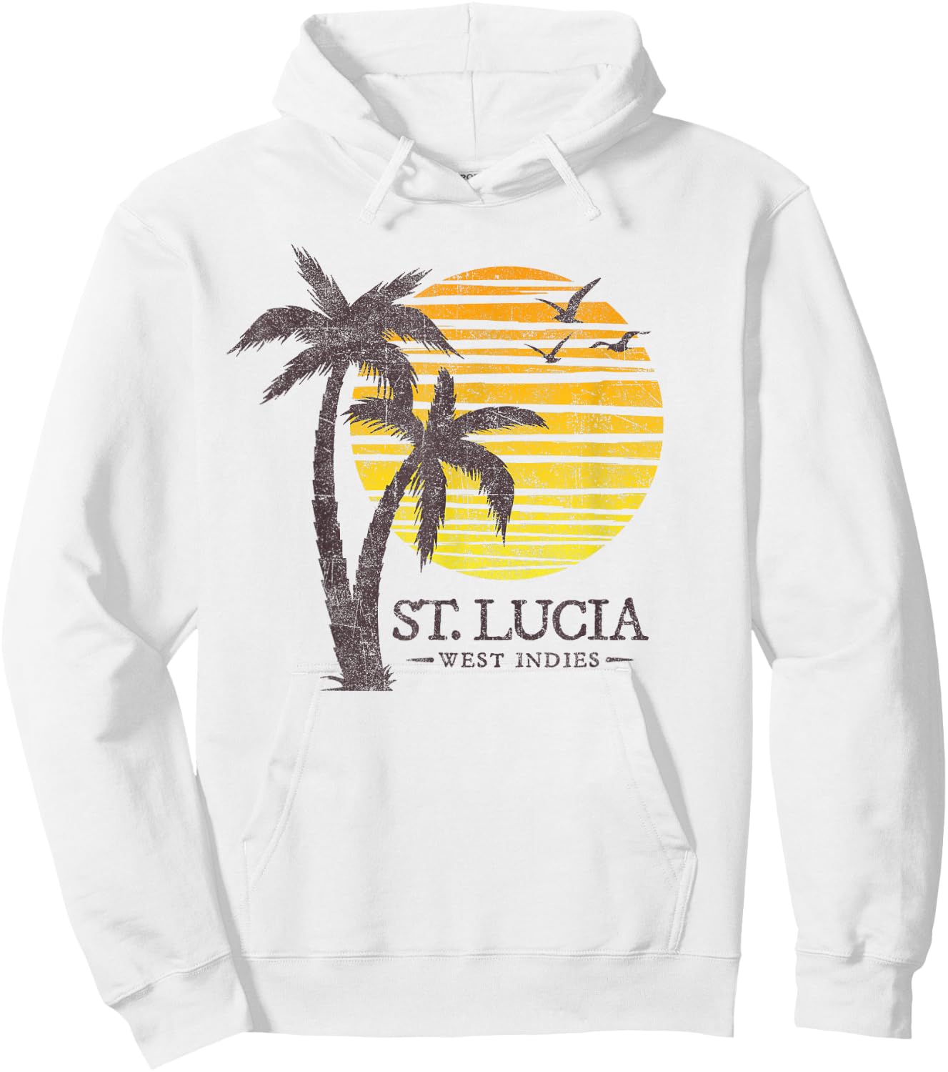 Retro St Lucia Beach Sunset Boys Girls Souvenir Hoodie - Hoodie | White