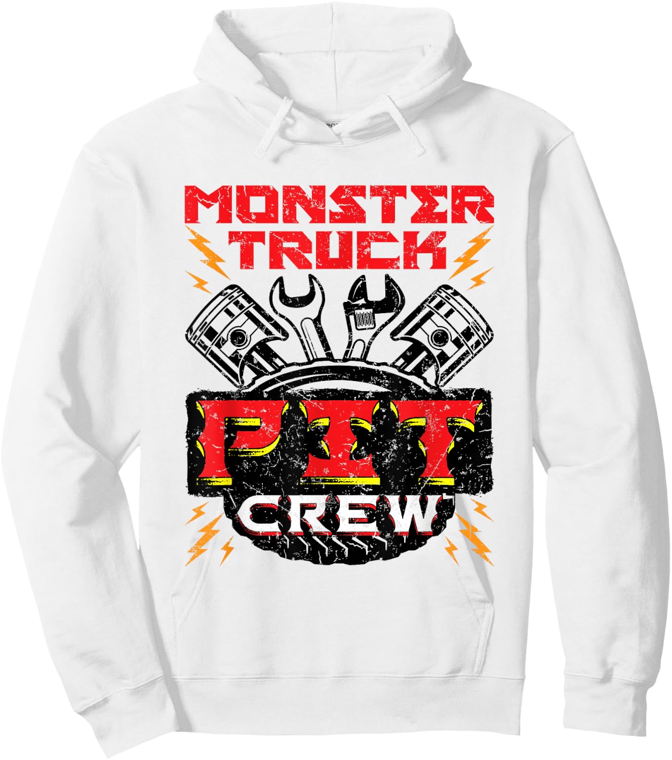 Monster Truck Pit Crew Men Boys Rally Hoodie - Hoodie | White