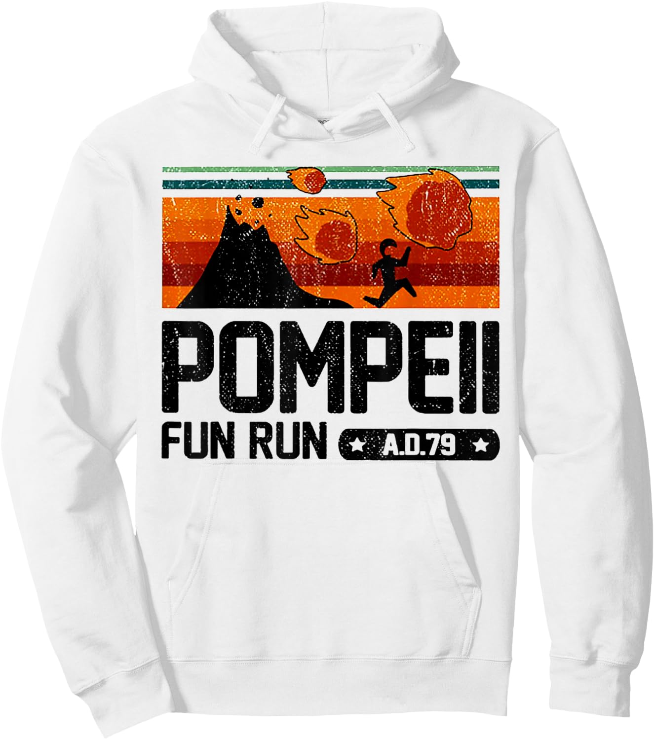 Pompeii Fun Run 79 AD Retro Vintage Hoodie - Hoodie | White