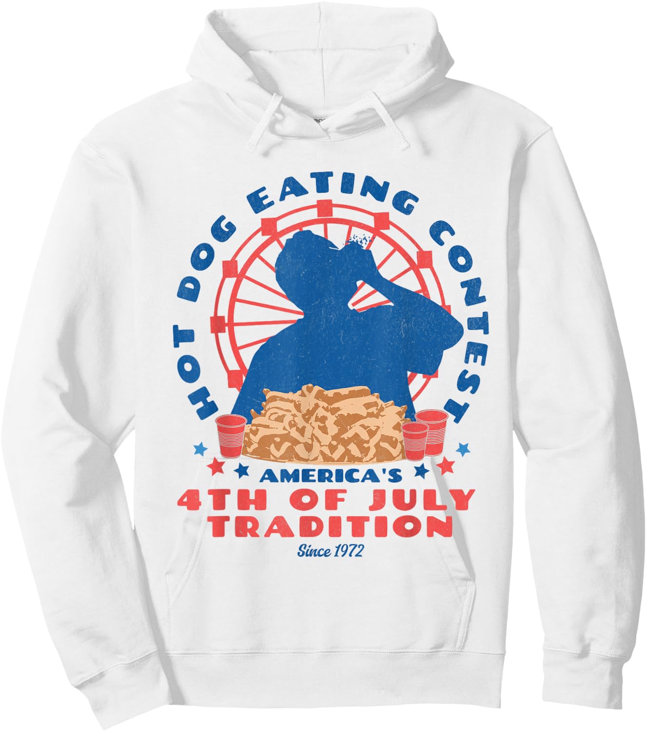 4th of July Tradition Hot Dog Eating Contest Funny Hot Dog Hoodie - Hoodie | White