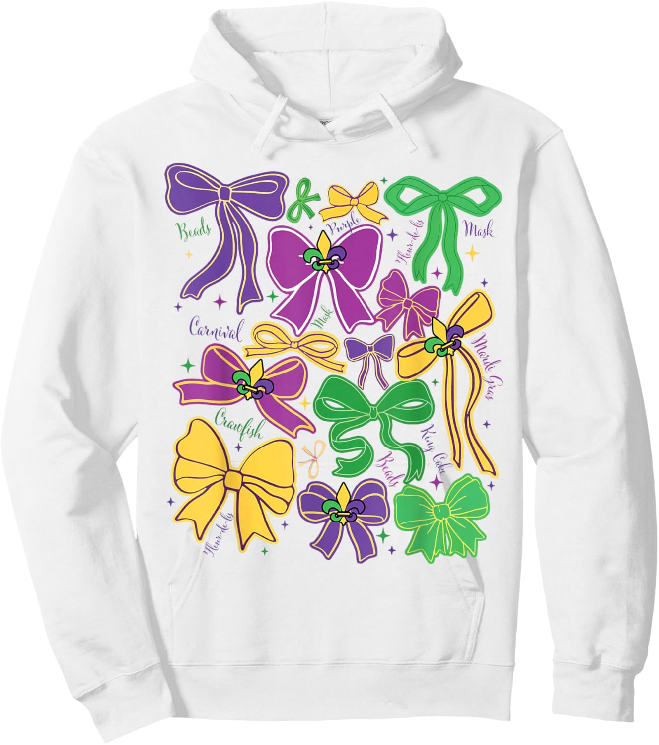 Mardi Gras Coquette Bow Louisiana Masked Women Kids Checkred Hoodie - Hoodie | White